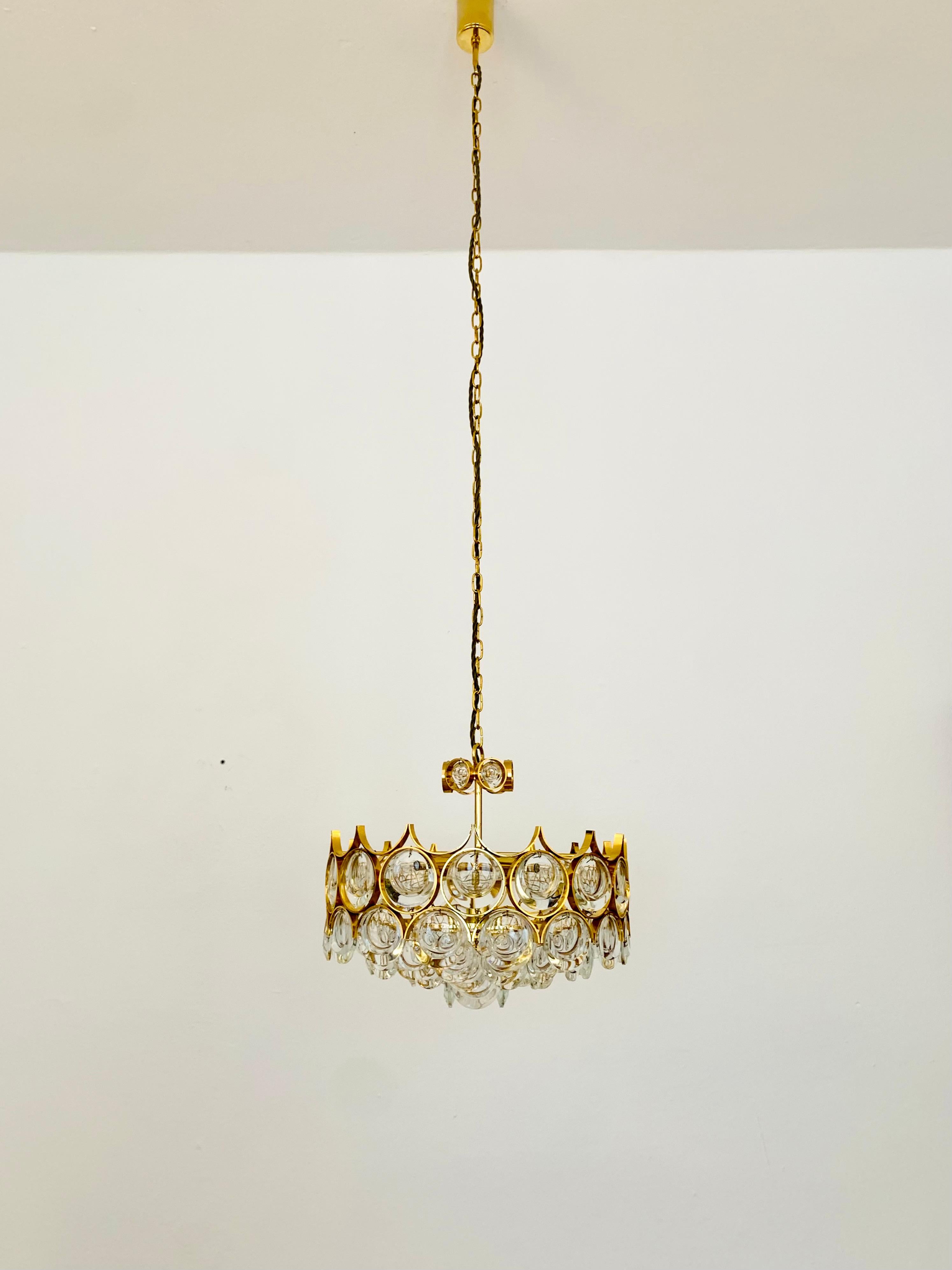 Mid-20th Century Crystal Glass Chandelier by Palwa For Sale
