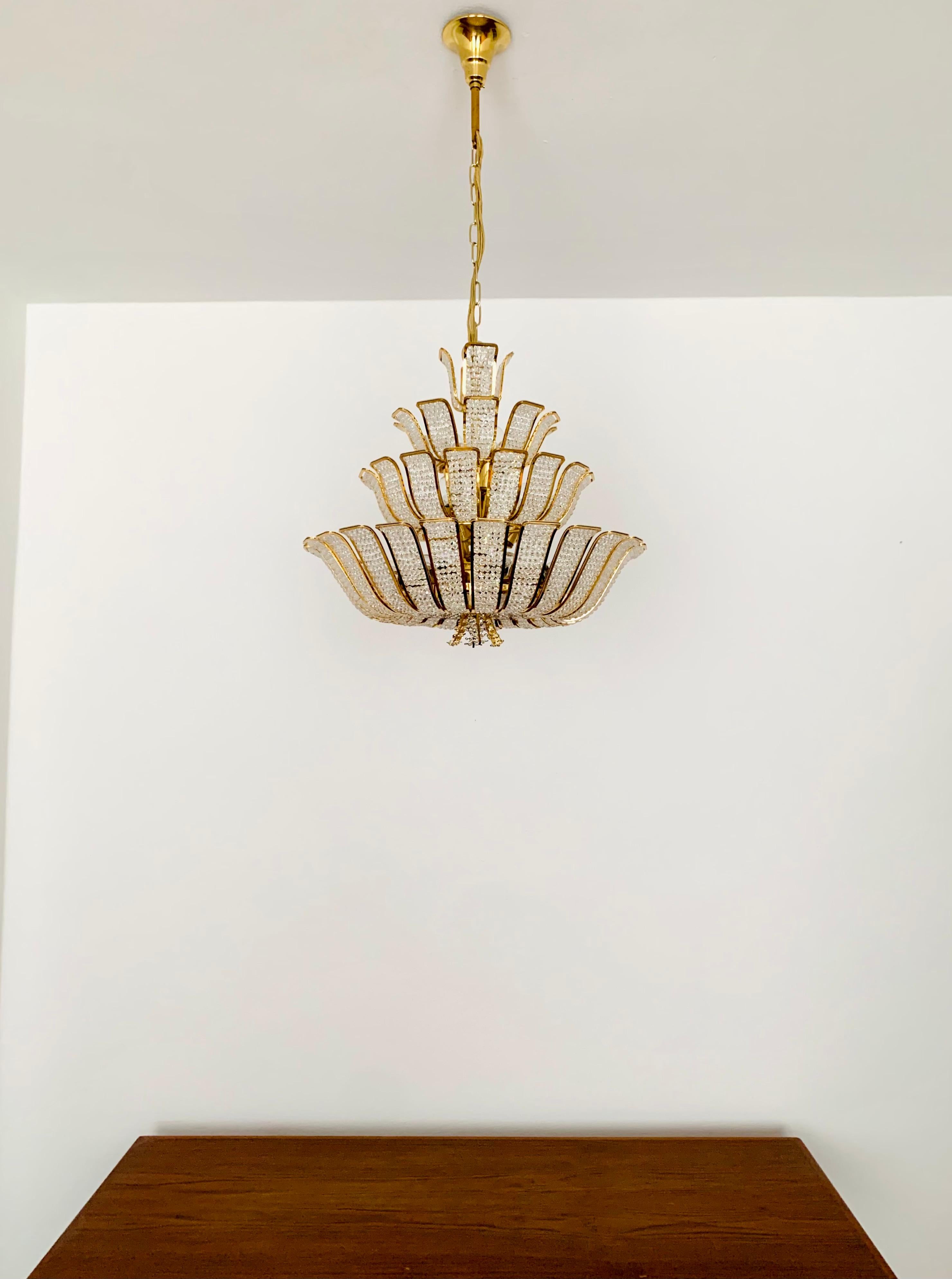 Late 20th Century Crystal Glass Chandelier by Palwa For Sale