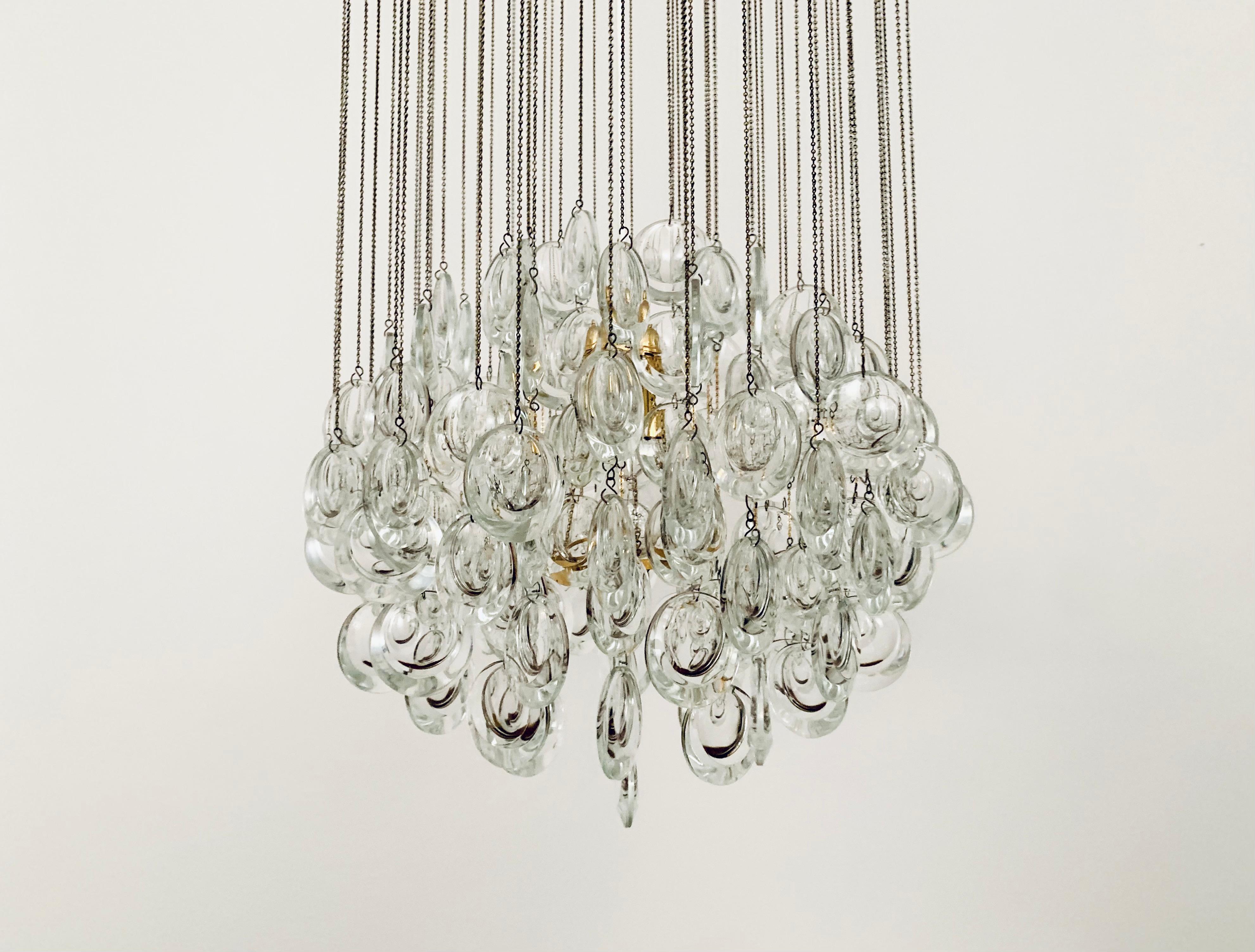 Metal Crystal Glass Chandelier by Palwa For Sale