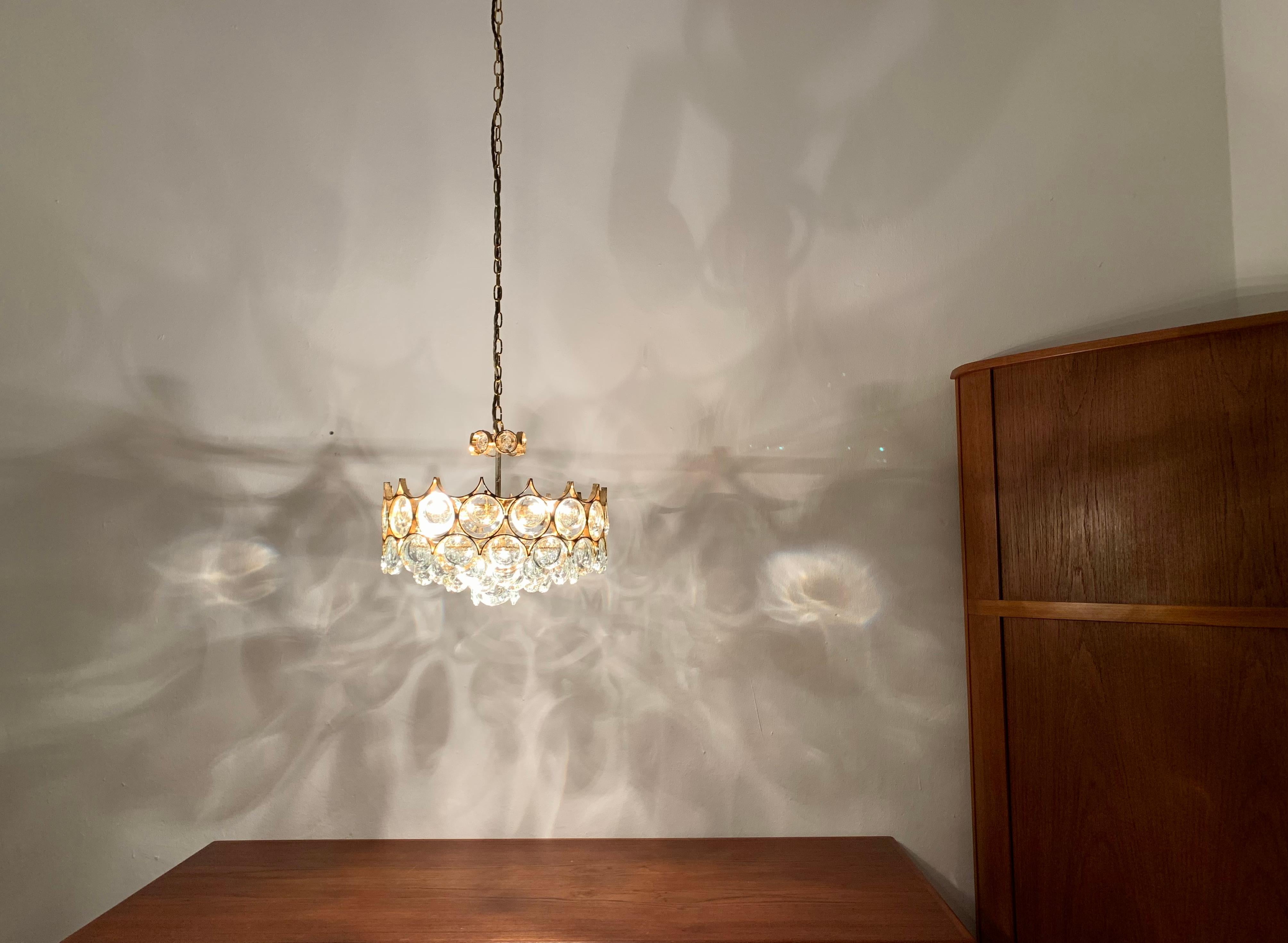 Crystal Glass Chandelier by Palwa For Sale 2