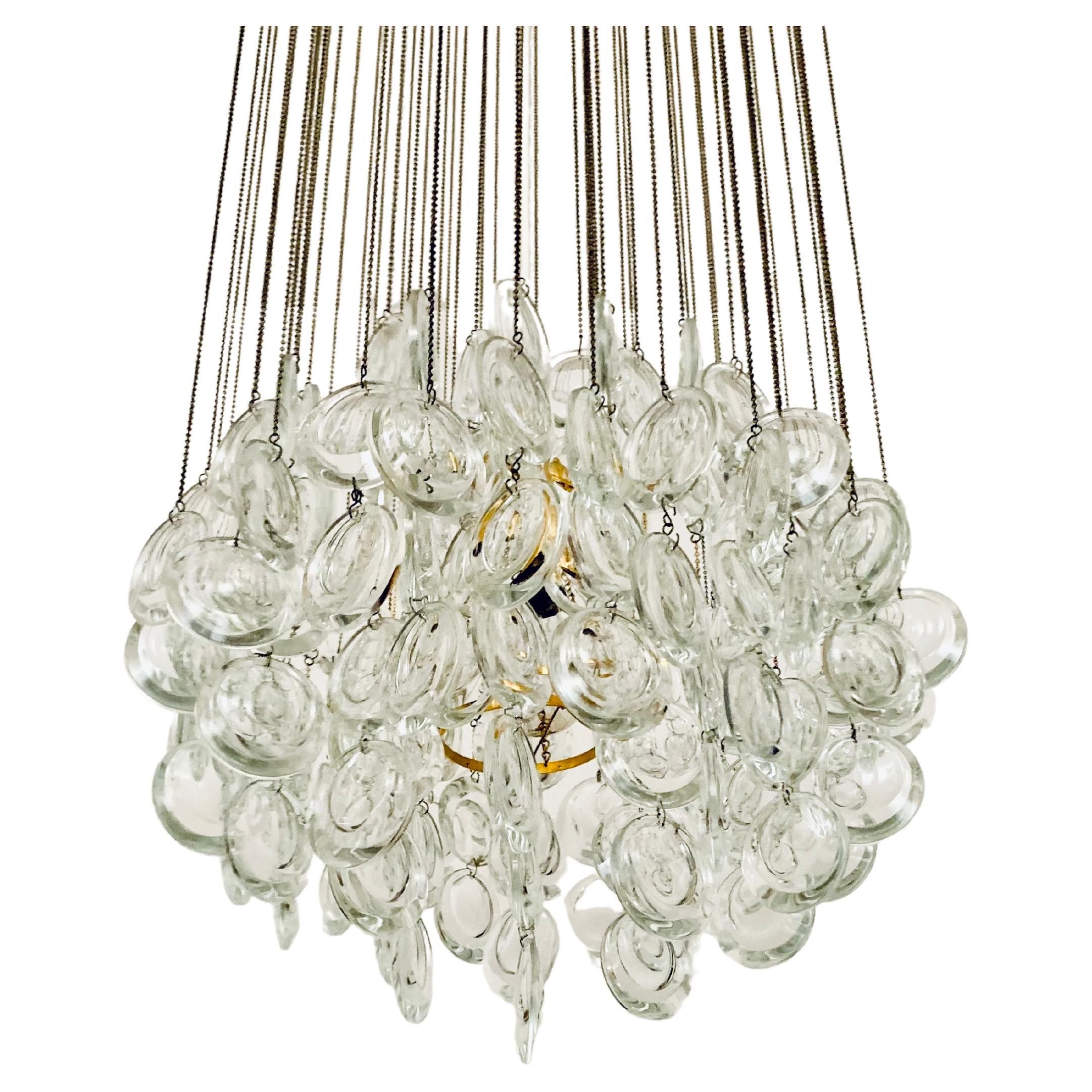 Crystal Glass Chandelier by Palwa For Sale