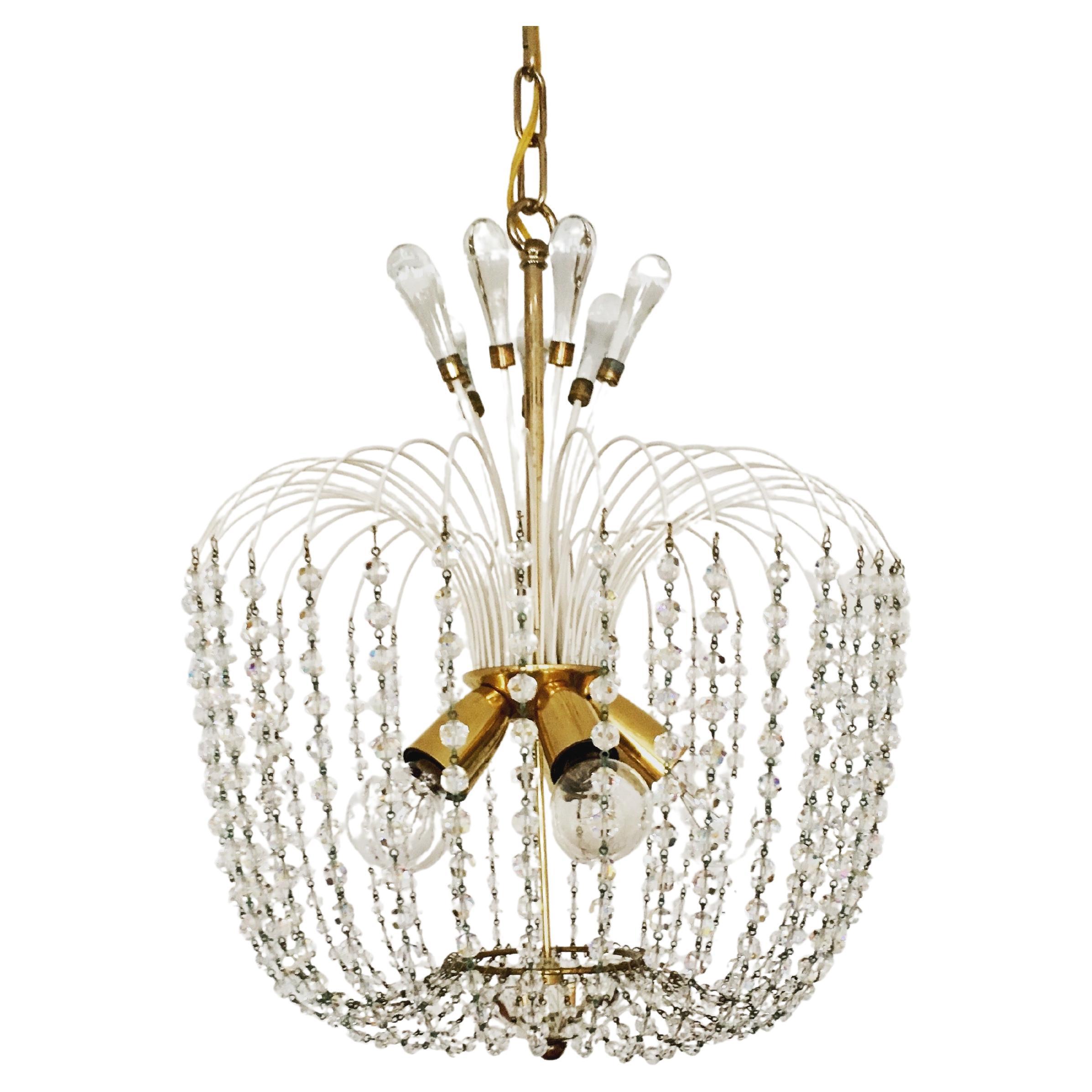 Crystal Glass Chandelier by Vereinigte Werkstätten For Sale