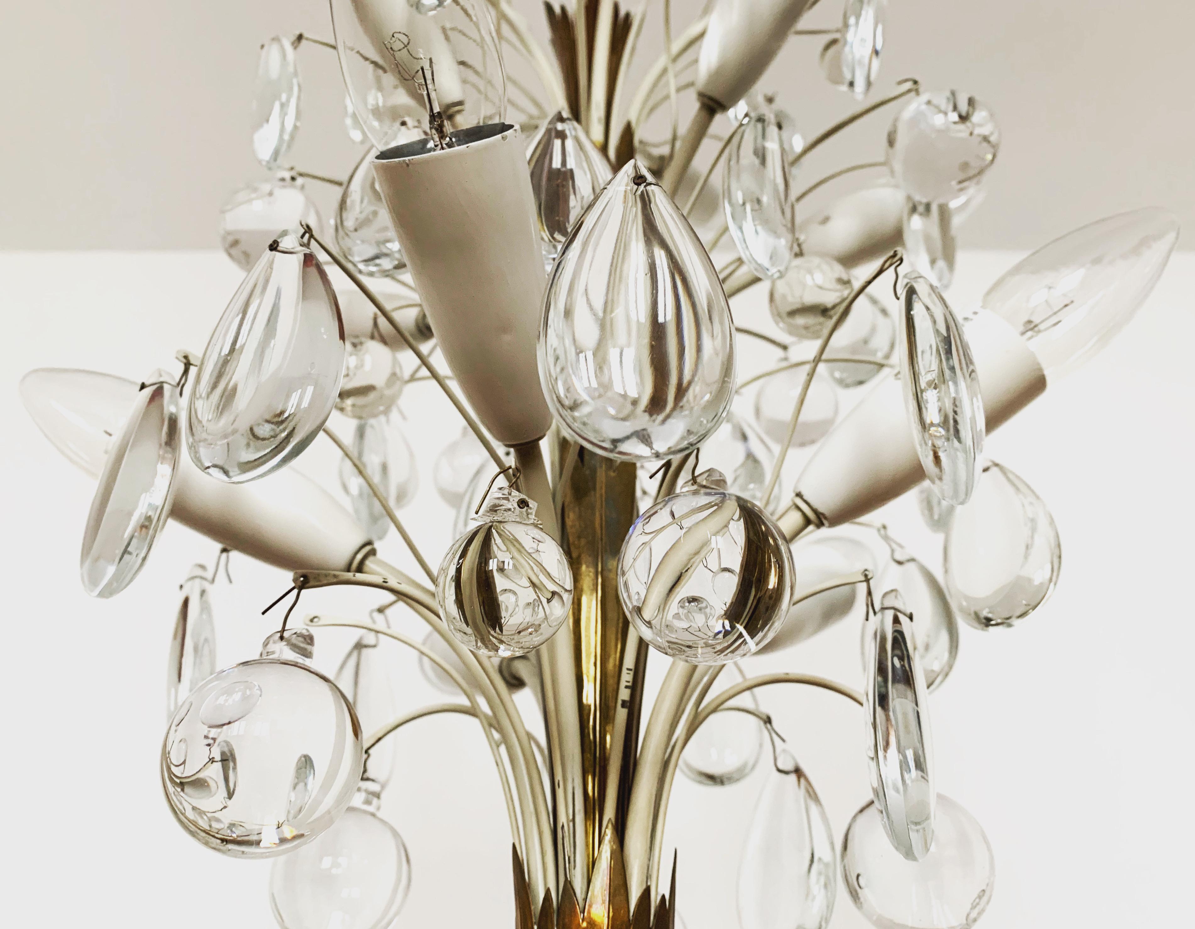 Crystal glass chandelier by Vereinigte Werkstätten München For Sale 4