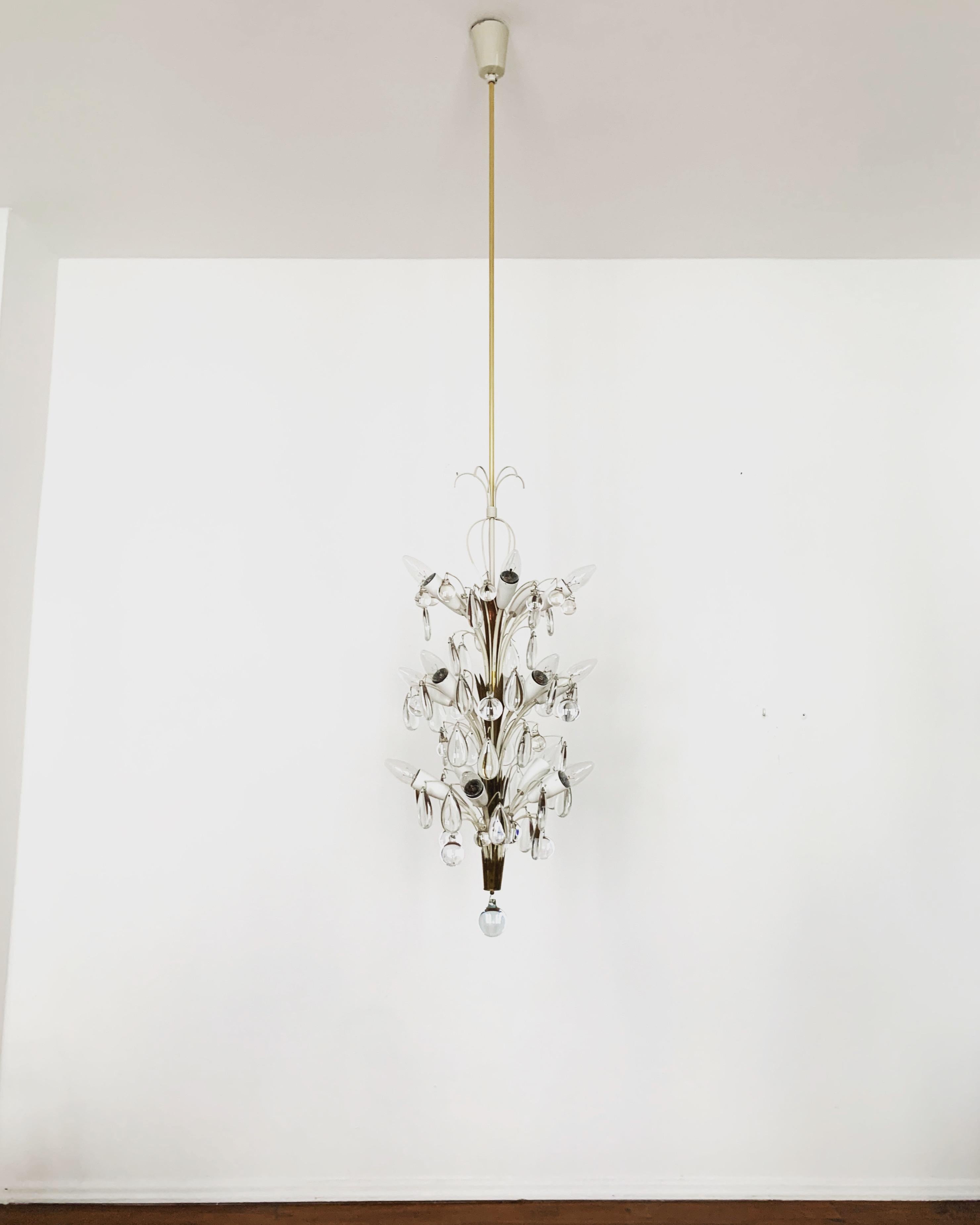 Mid-Century Modern Crystal glass chandelier by Vereinigte Werkstätten München For Sale