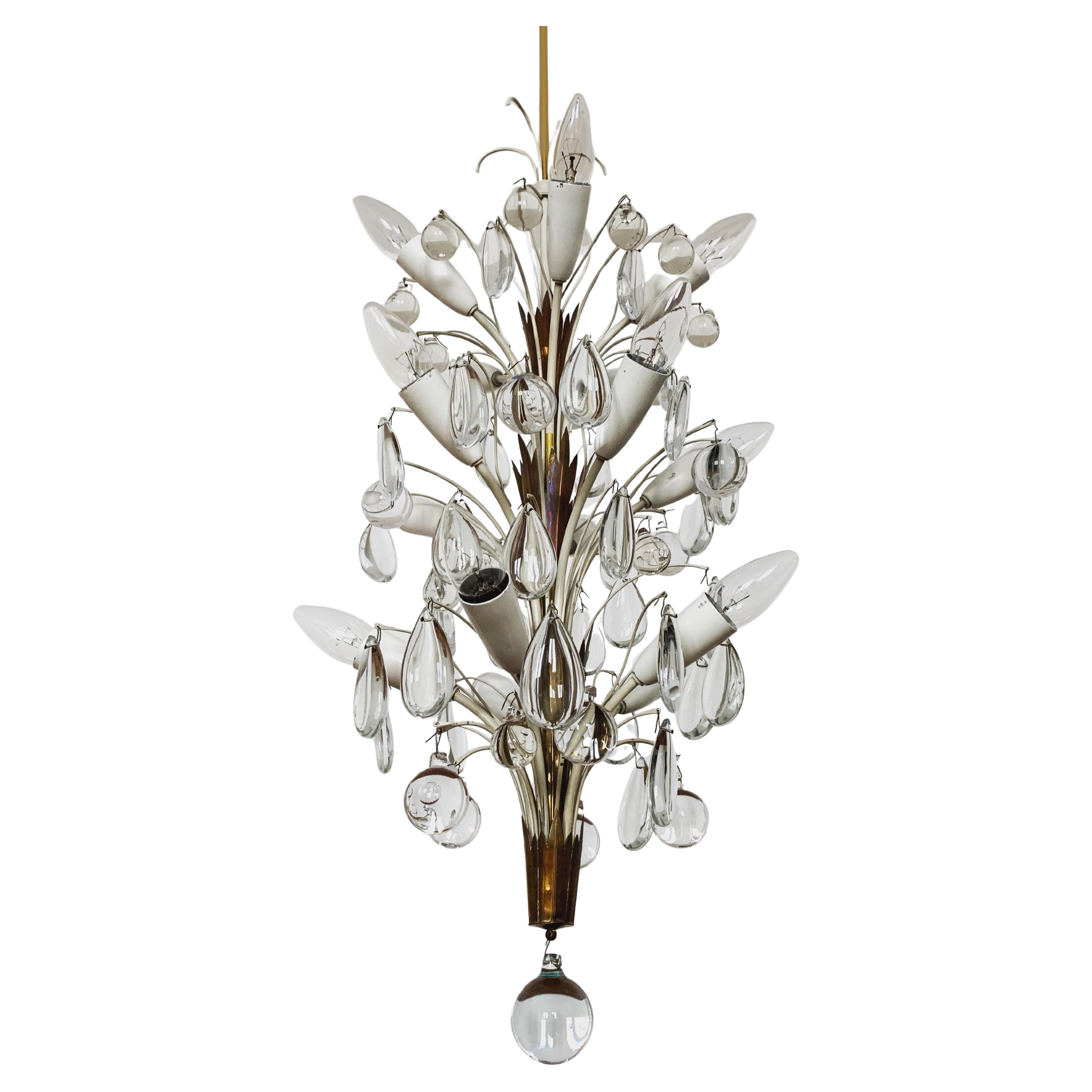 Crystal glass chandelier by Vereinigte Werkstätten München