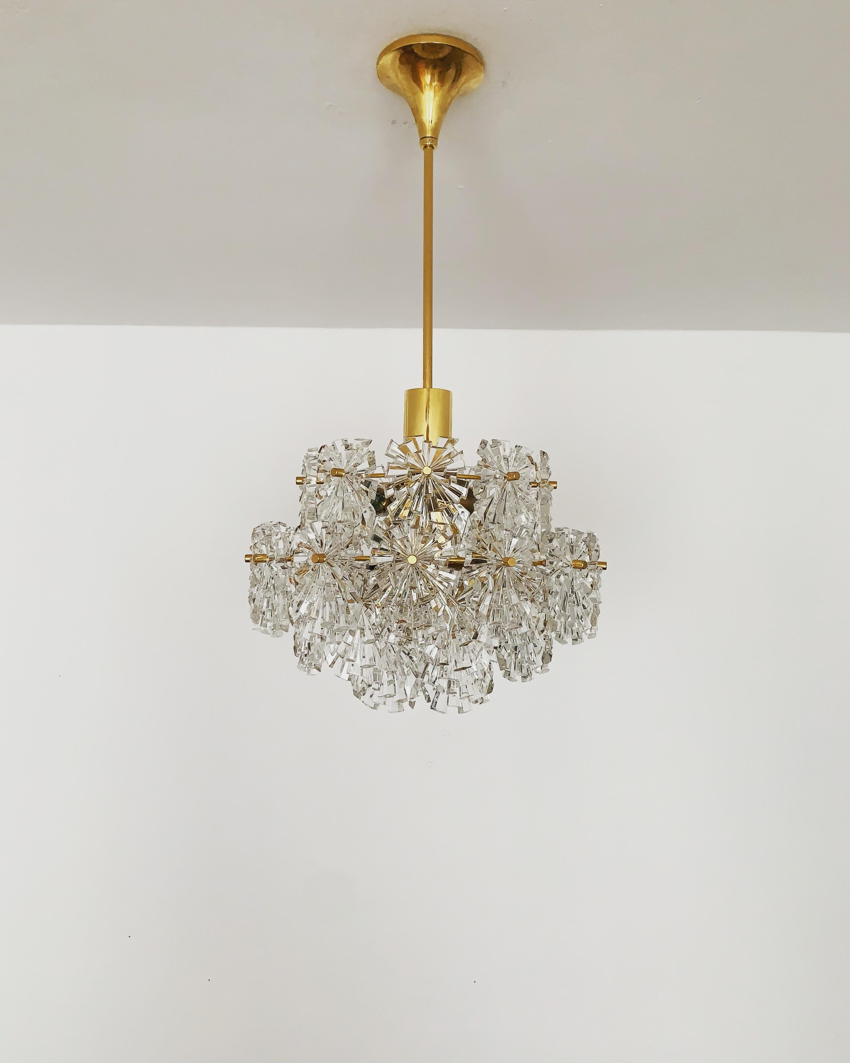 Mid-Century Modern Crystal Glass Chandelier For Sale