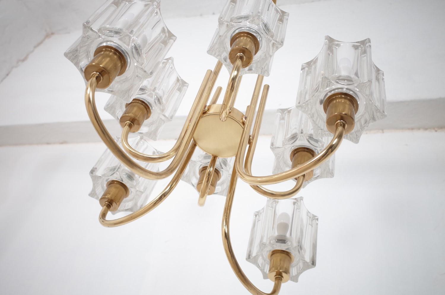 Crystal Glass Chandelier from Peill & Putzler, 1970s For Sale 4