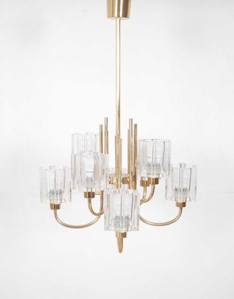 Crystal Glass Chandelier from Peill & Putzler, 1970s For Sale 5