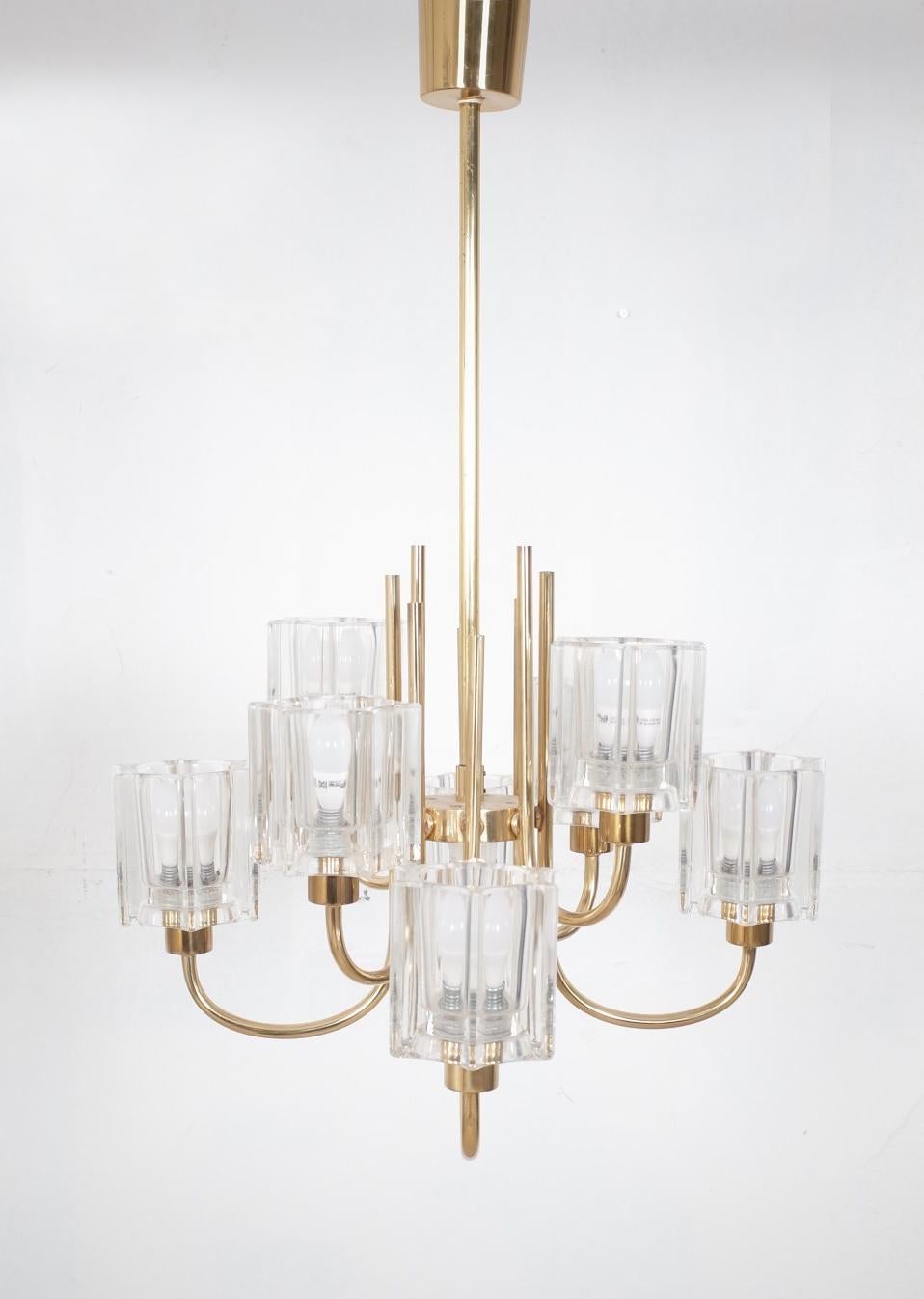 Crystal Glass Chandelier from Peill & Putzler, 1970s For Sale 6