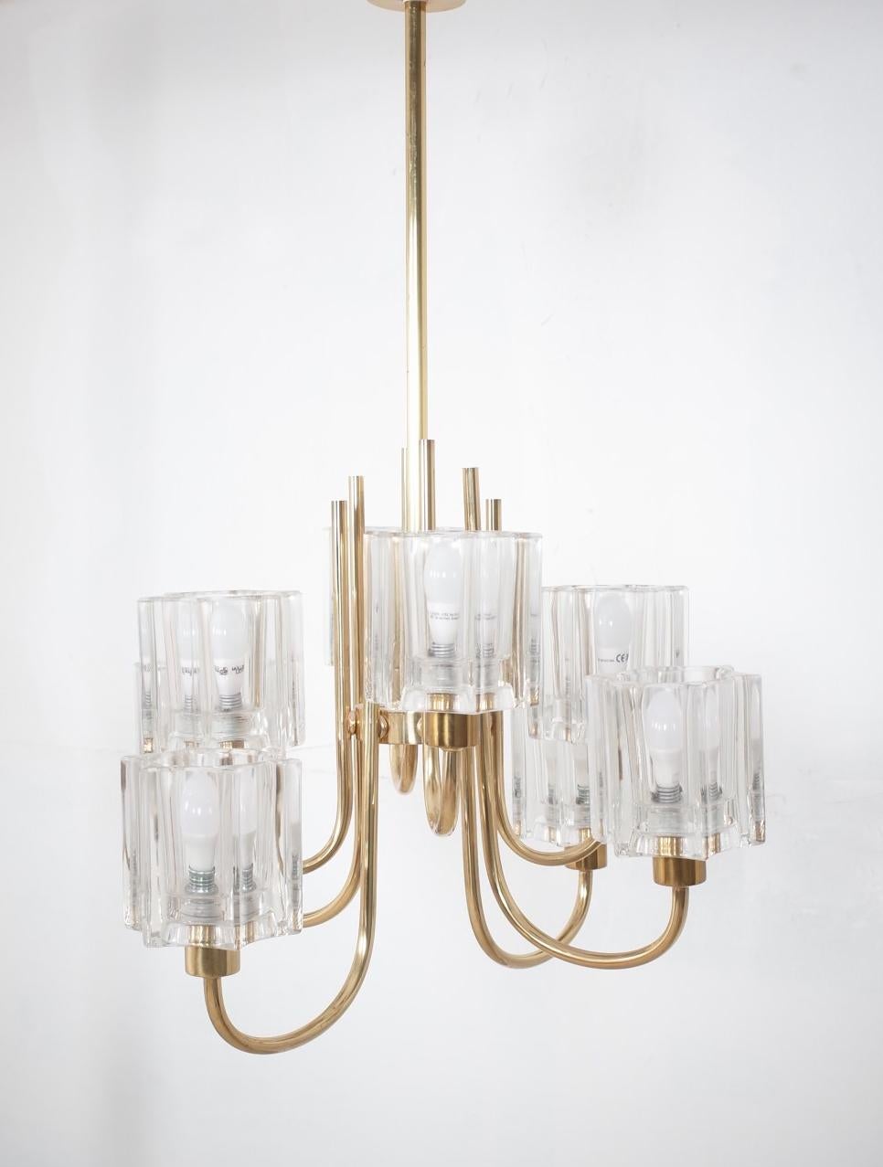 Crystal Glass Chandelier from Peill & Putzler, 1970s For Sale 7