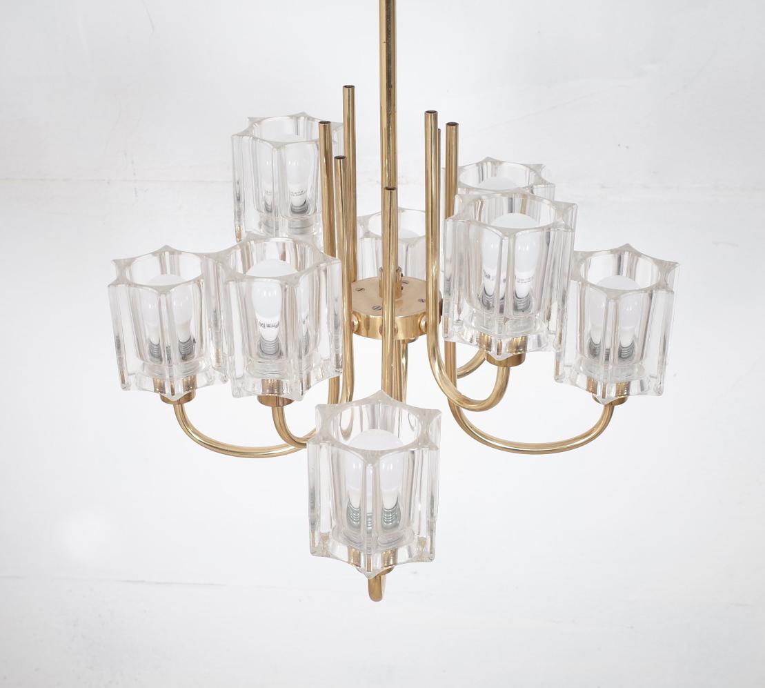 Crystal Glass Chandelier from Peill & Putzler, 1970s For Sale 8