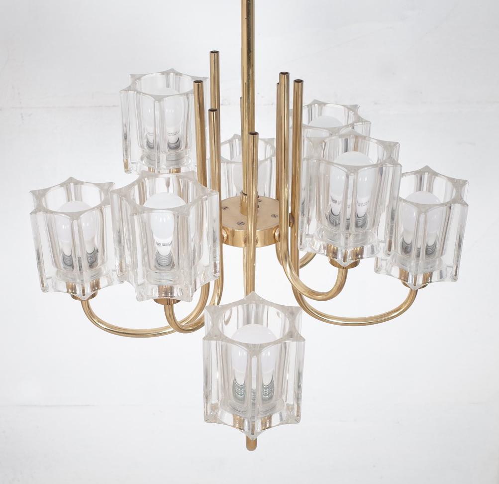 Crystal Glass Chandelier from Peill & Putzler, 1970s For Sale 9