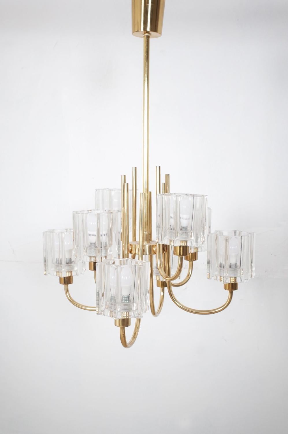 Crystal Glass Chandelier from Peill & Putzler, 1970s For Sale 10