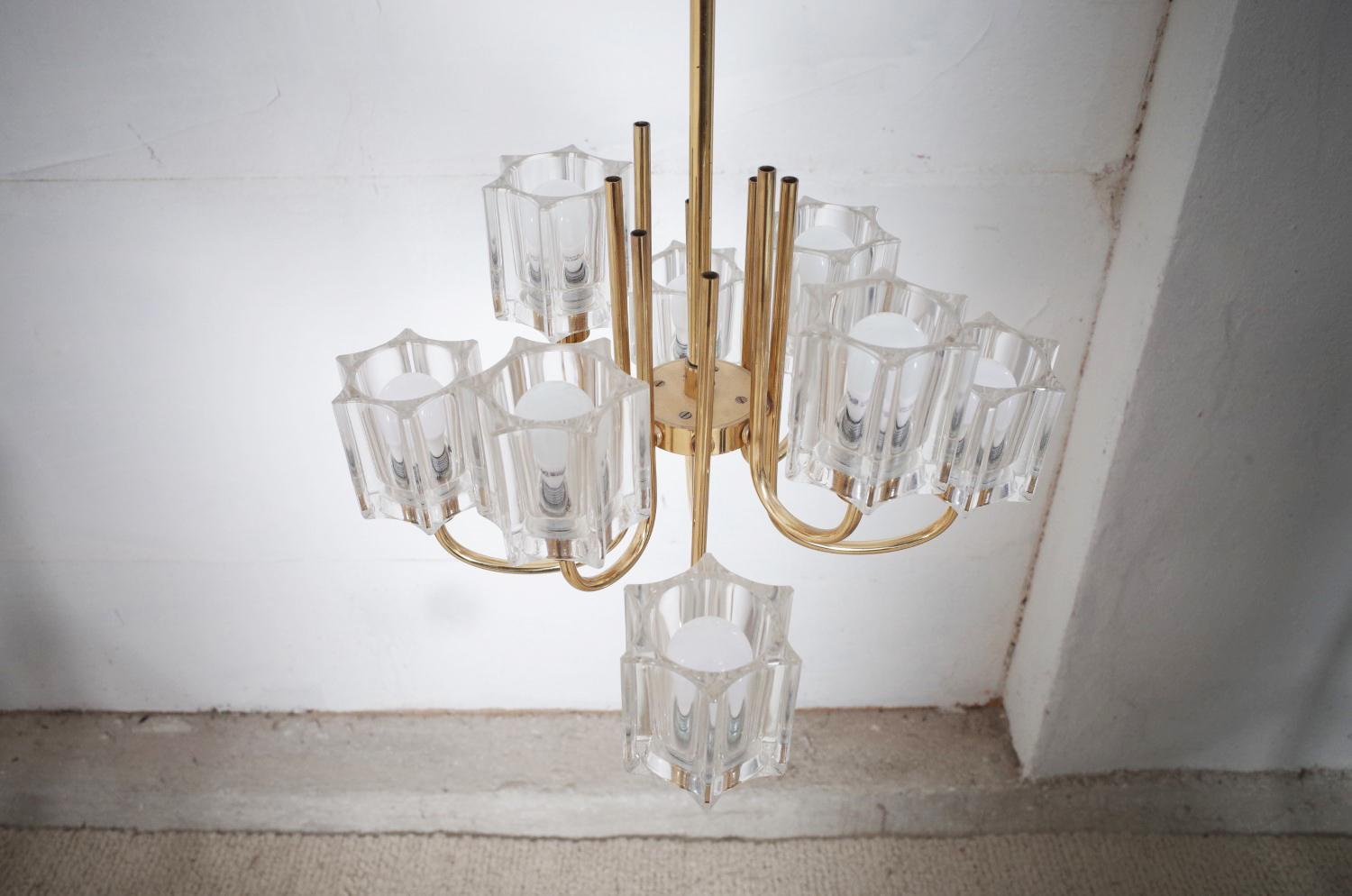 Crystal Glass Chandelier from Peill & Putzler, 1970s For Sale 11