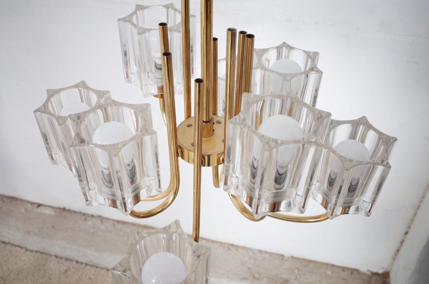Crystal Glass Chandelier from Peill & Putzler, 1970s For Sale 12