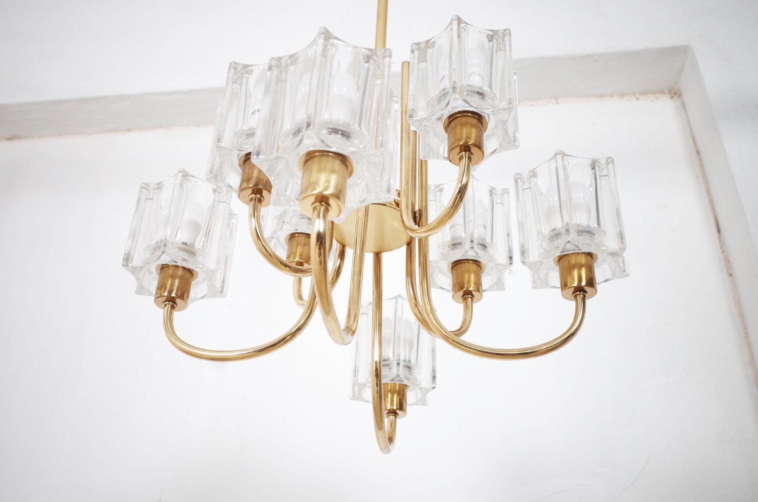 Crystal Glass Chandelier from Peill & Putzler, 1970s For Sale 14