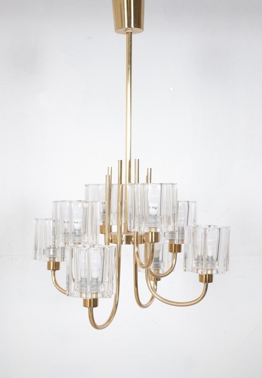 German Crystal Glass Chandelier from Peill & Putzler, 1970s For Sale