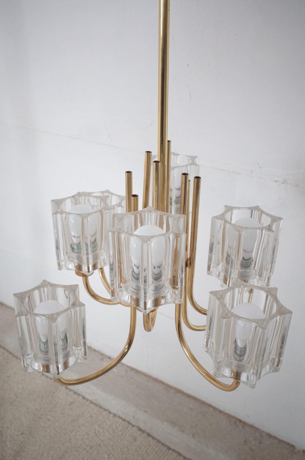 Crystal Glass Chandelier from Peill & Putzler, 1970s For Sale 1