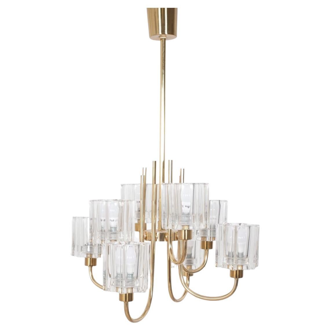 Crystal Glass Chandelier from Peill & Putzler, 1970s For Sale