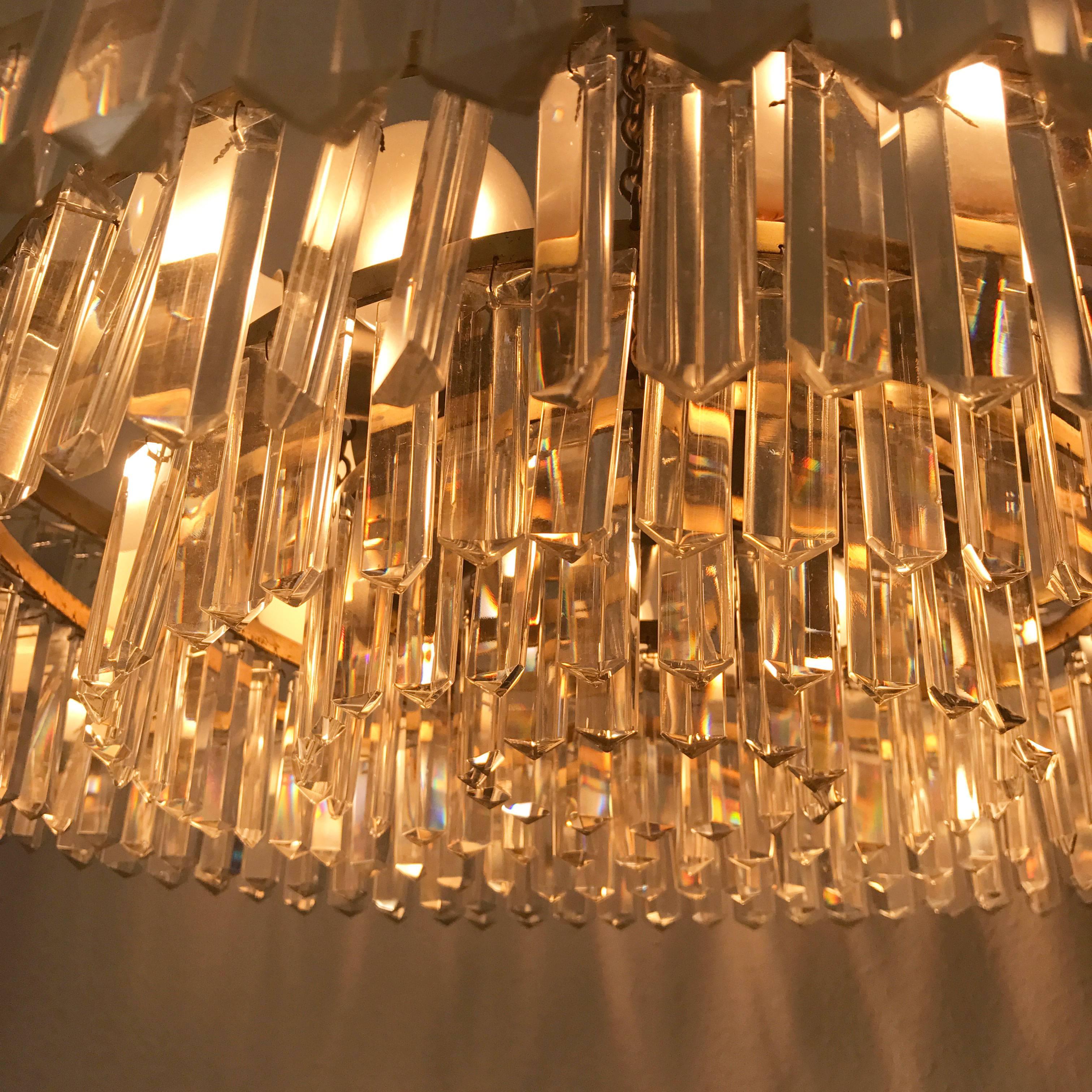 XL Crystal Glass Chandelier or Pendant Lamp by Bakalowits & Söhne Vienna 1950s 1