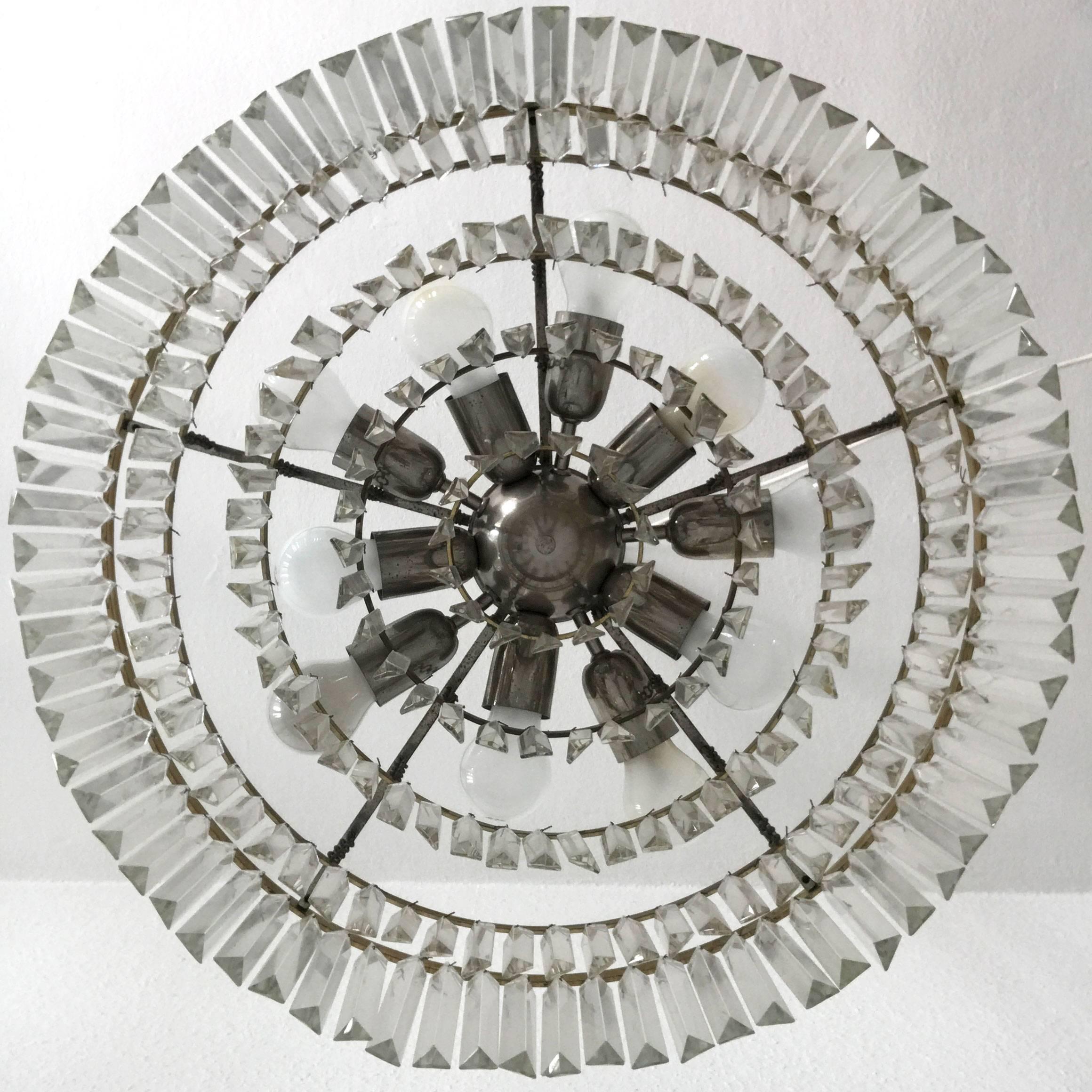 XL Crystal Glass Chandelier or Pendant Lamp by Bakalowits & Söhne Vienna 1950s 2
