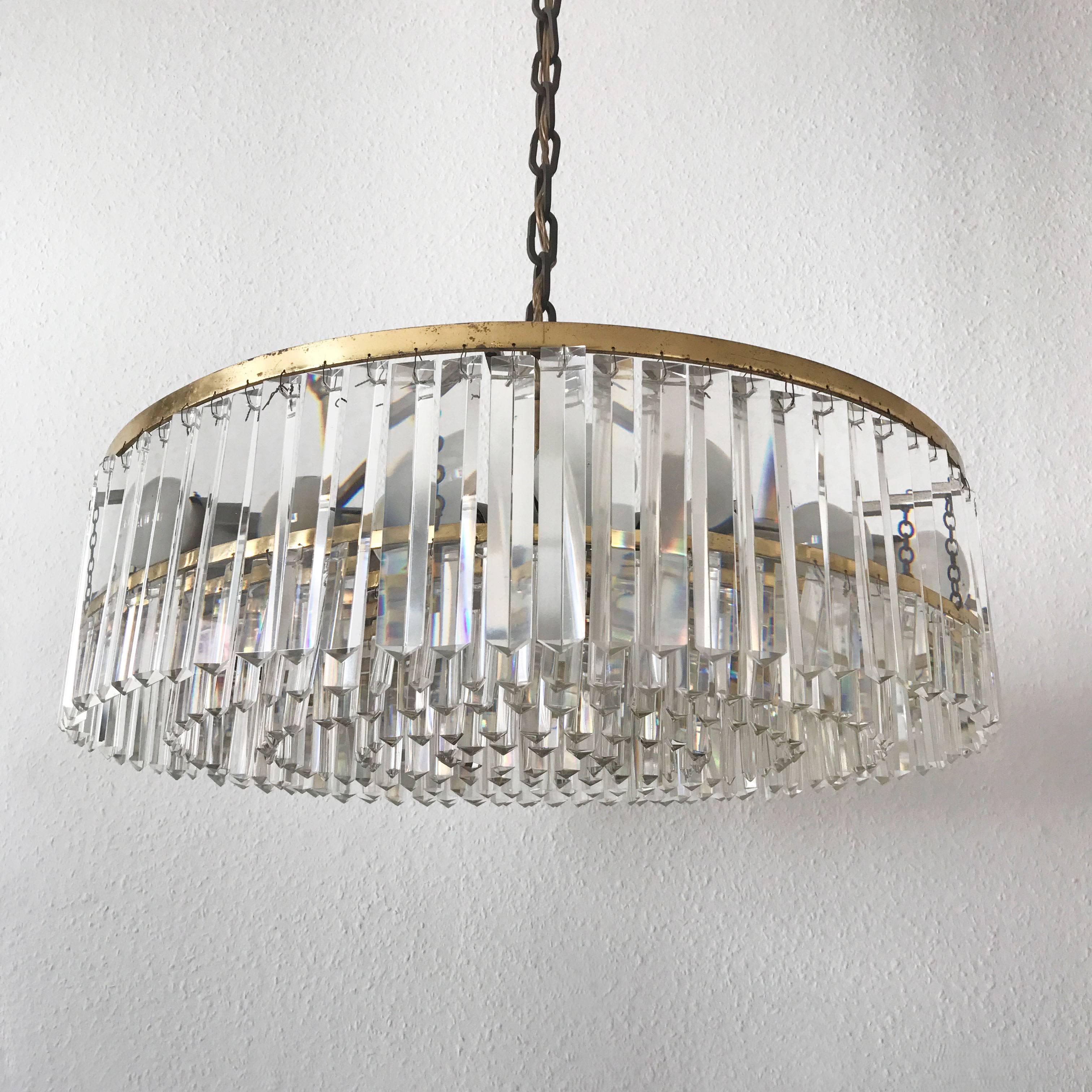 Mid-Century Modern XL Crystal Glass Chandelier or Pendant Lamp by Bakalowits & Söhne Vienna 1950s