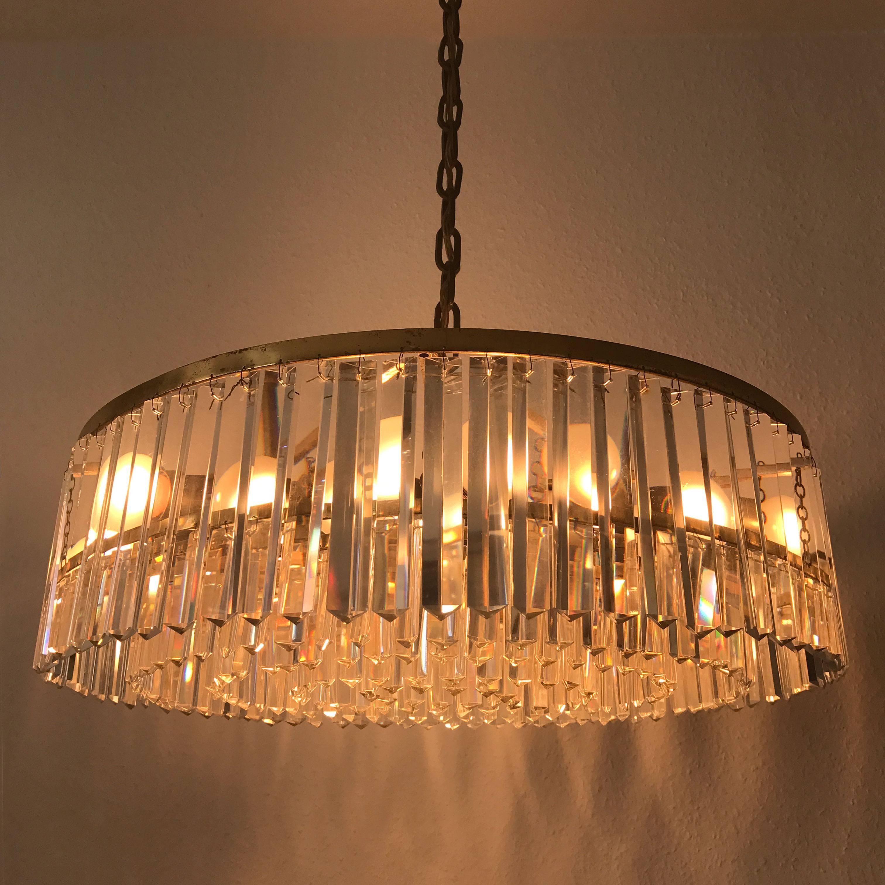 Austrian XL Crystal Glass Chandelier or Pendant Lamp by Bakalowits & Söhne Vienna 1950s