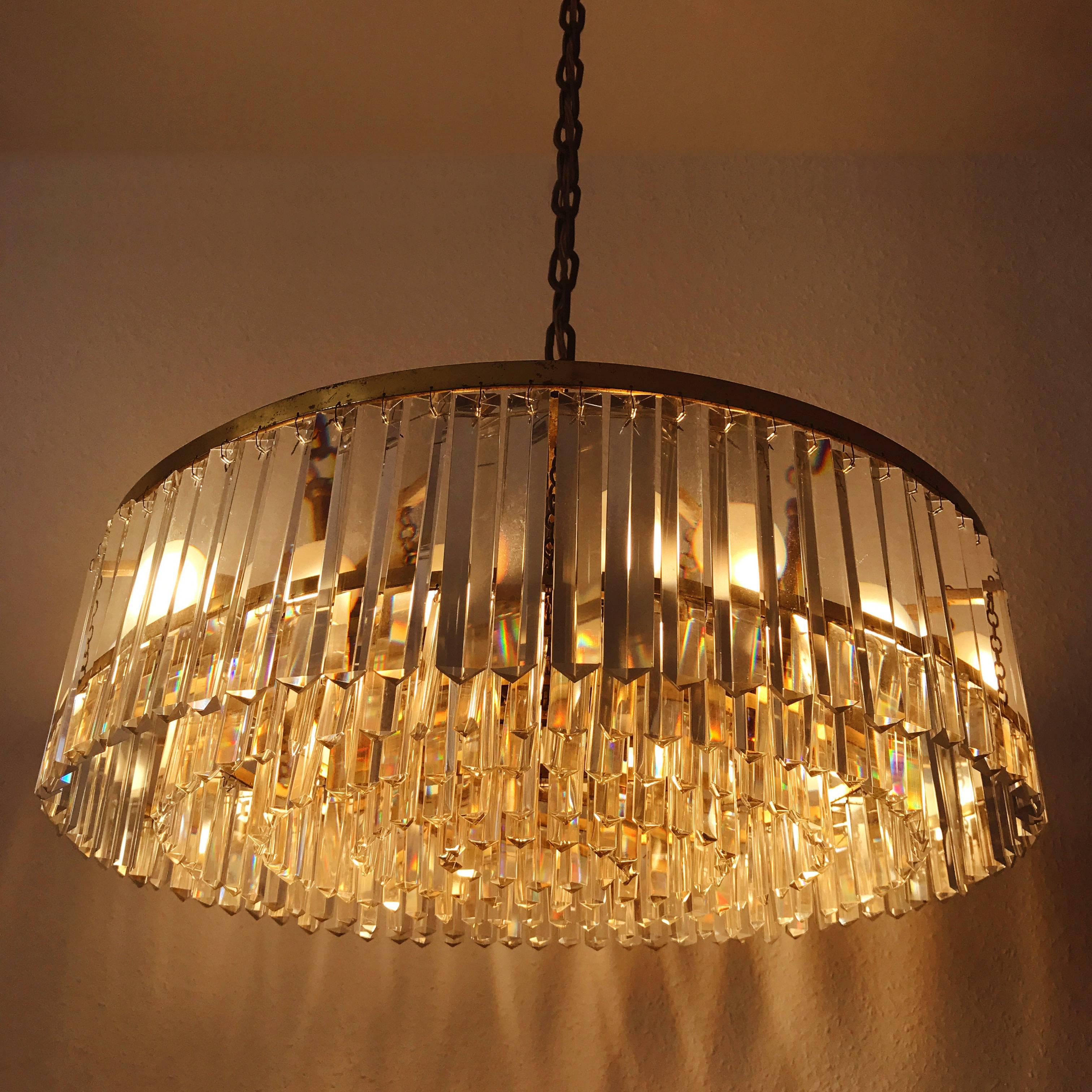 Mid-20th Century XL Crystal Glass Chandelier or Pendant Lamp by Bakalowits & Söhne Vienna 1950s