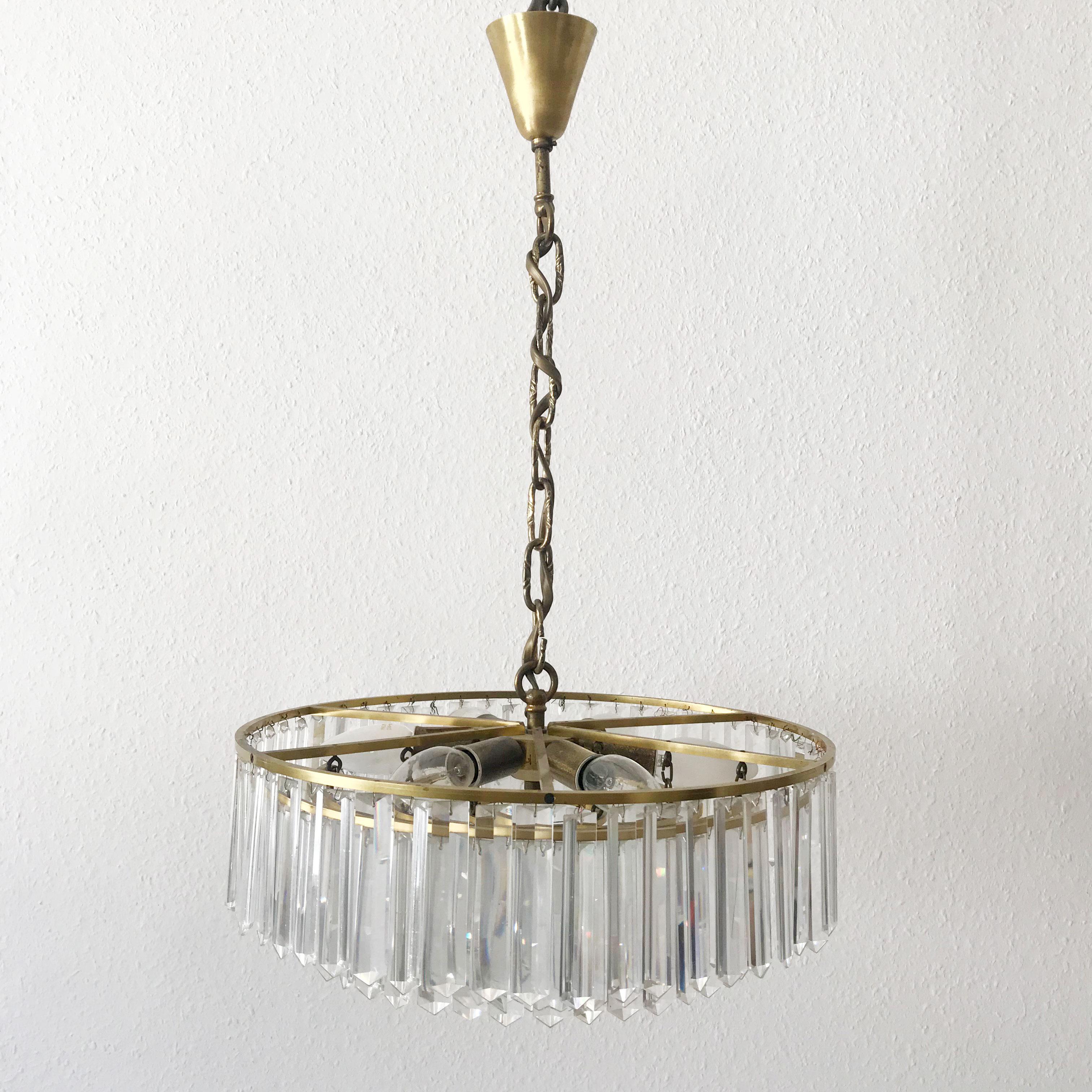 Crystal Glass Chandelier or Pendant Lamp by Bakalowits & Söhne, Vienna, 1950s For Sale 3