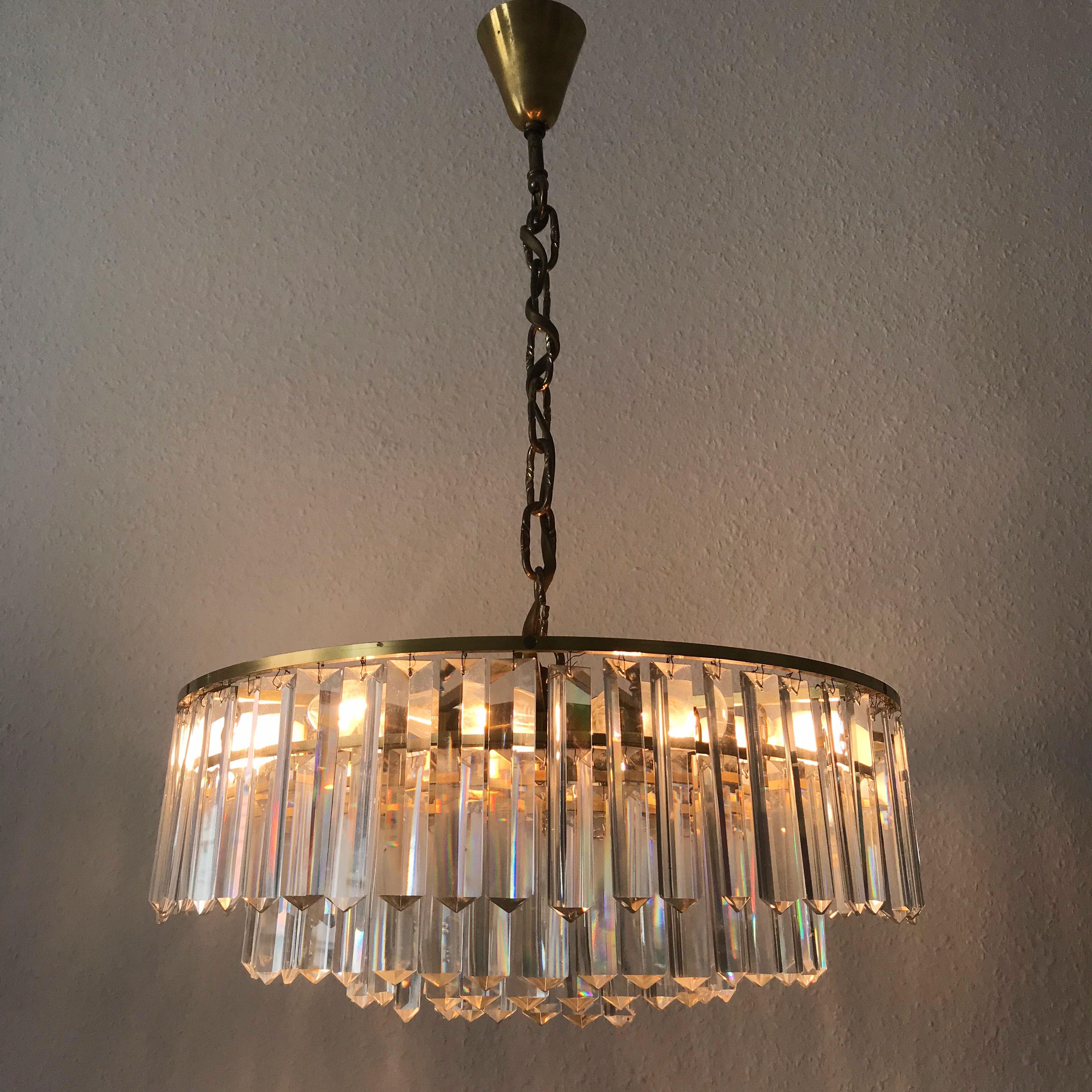 Crystal Glass Chandelier or Pendant Lamp by Bakalowits & Söhne, Vienna, 1950s For Sale 4