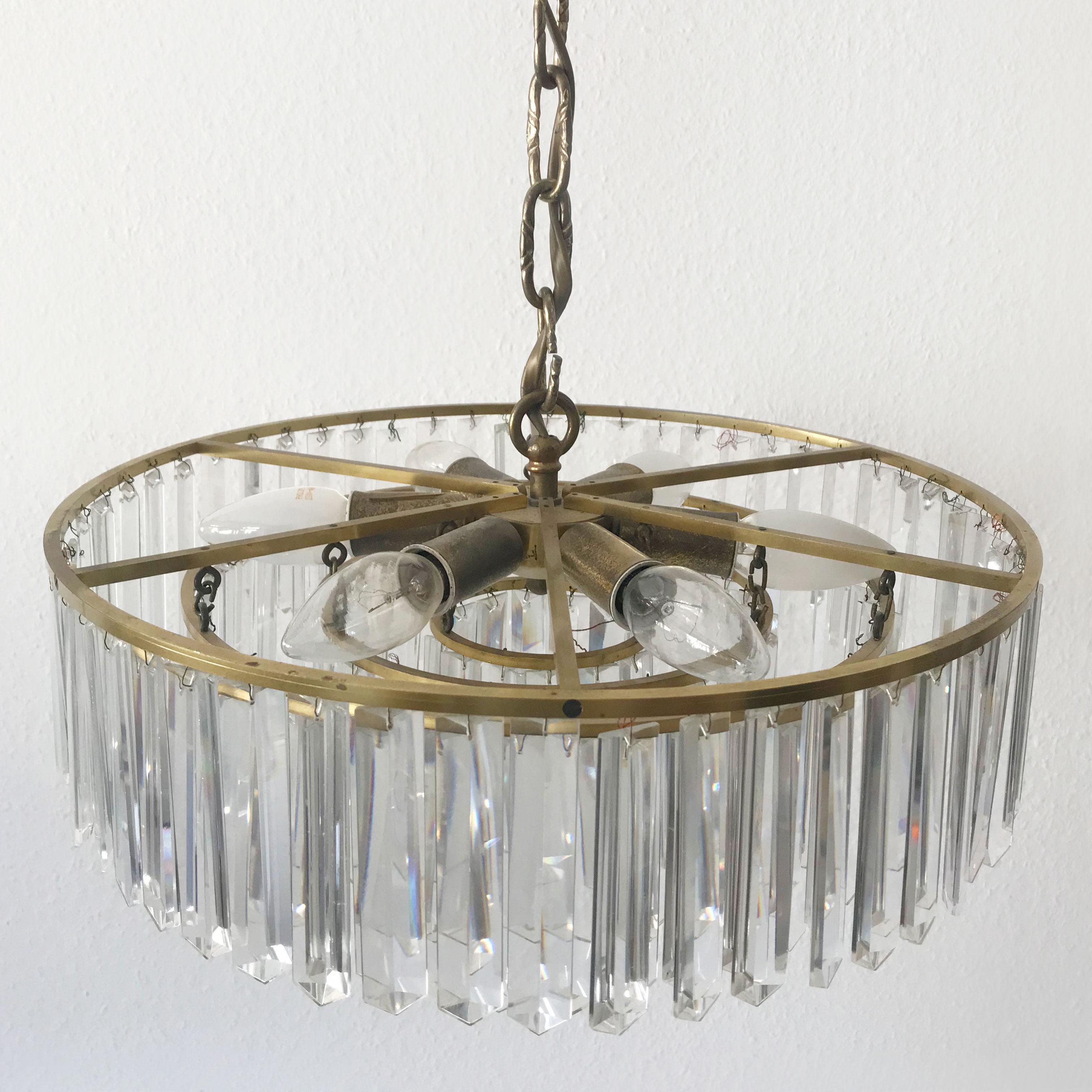 Crystal Glass Chandelier or Pendant Lamp by Bakalowits & Söhne, Vienna, 1950s For Sale 7