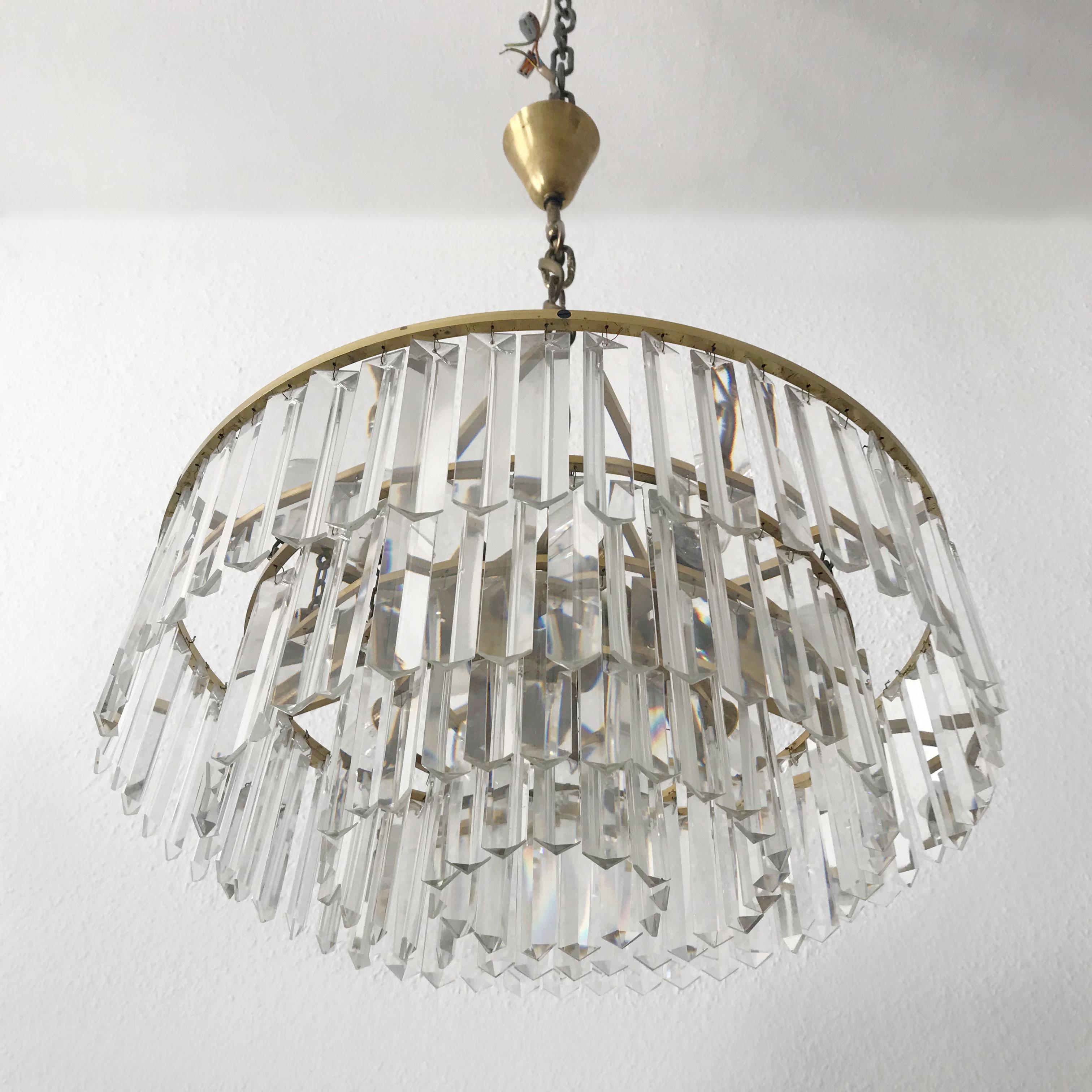 Crystal Glass Chandelier or Pendant Lamp by Bakalowits & Söhne, Vienna, 1950s For Sale 8