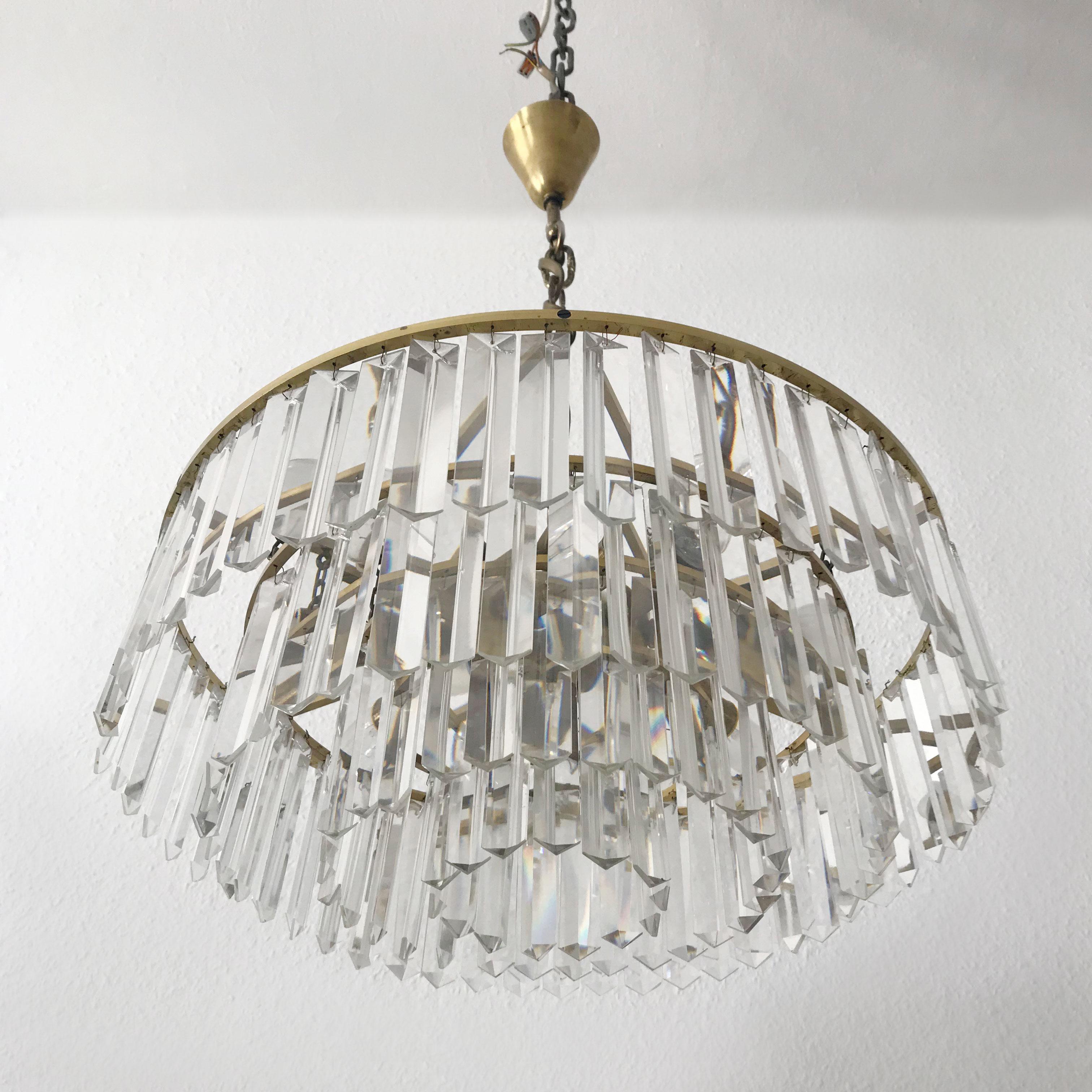 Lampadario o lampada a sospensione in cristallo di Bakalowits & Söhne, Vienna, anni '50 in vendita 7
