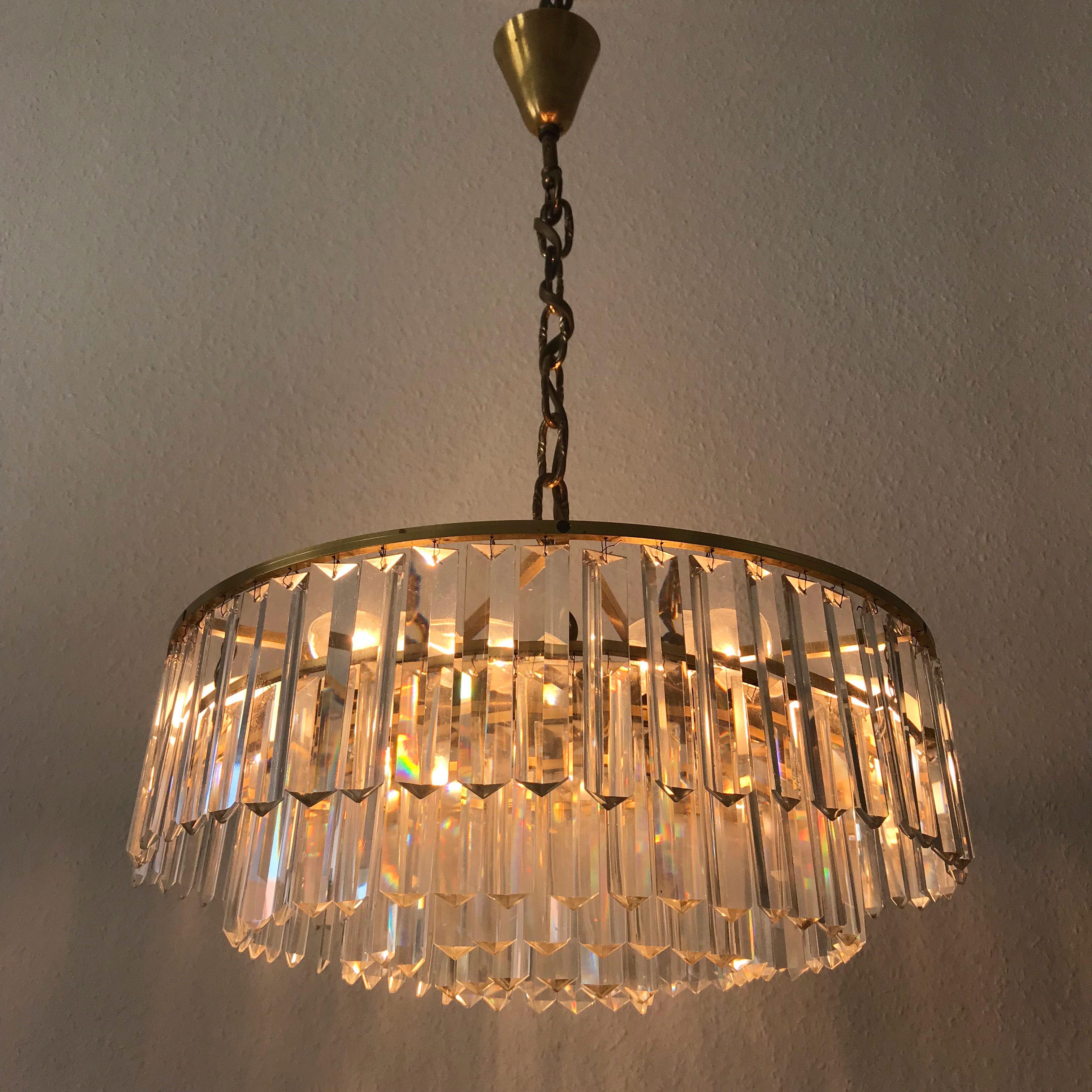 Crystal Glass Chandelier or Pendant Lamp by Bakalowits & Söhne, Vienna, 1950s For Sale 9