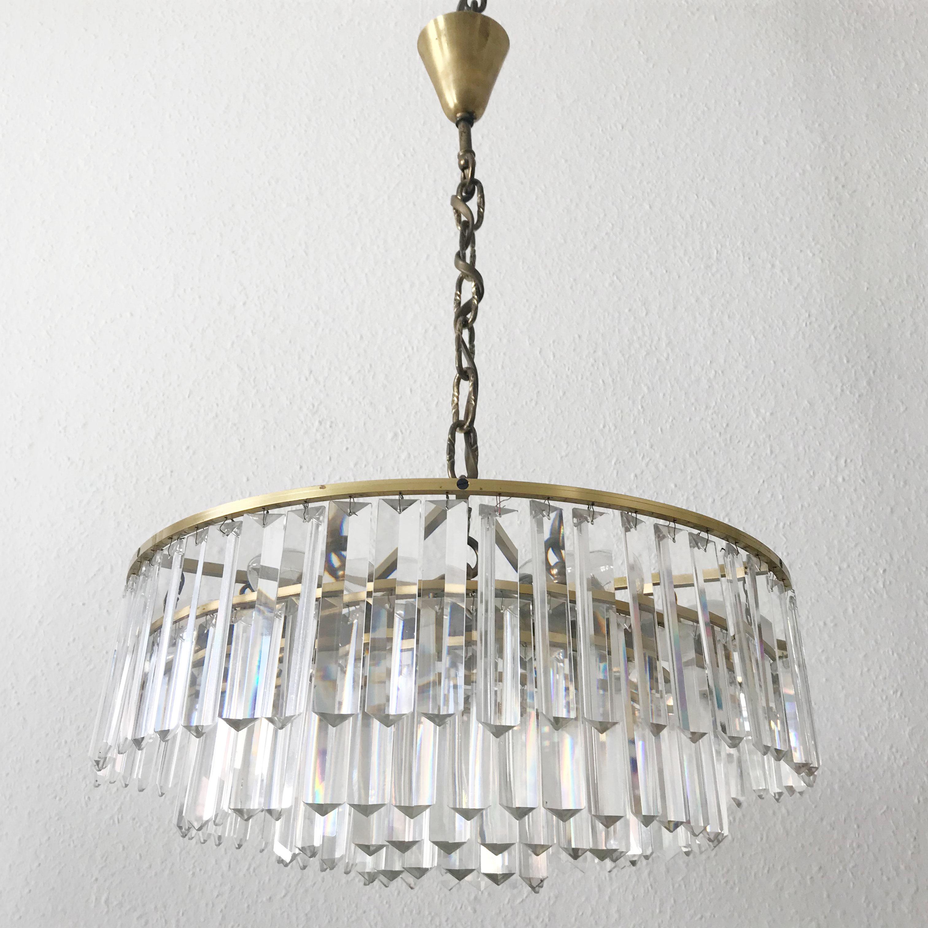 Mid-20th Century Crystal Glass Chandelier or Pendant Lamp by Bakalowits & Söhne, Vienna, 1950s For Sale