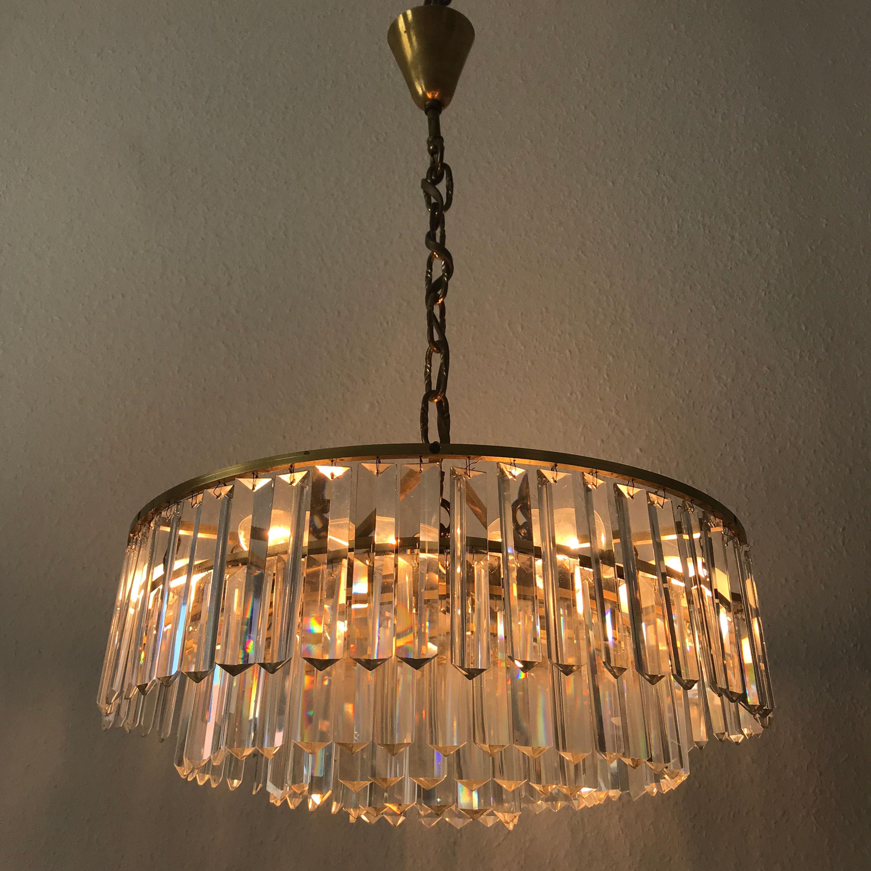 Crystal Glass Chandelier or Pendant Lamp by Bakalowits & Söhne, Vienna, 1950s For Sale 1