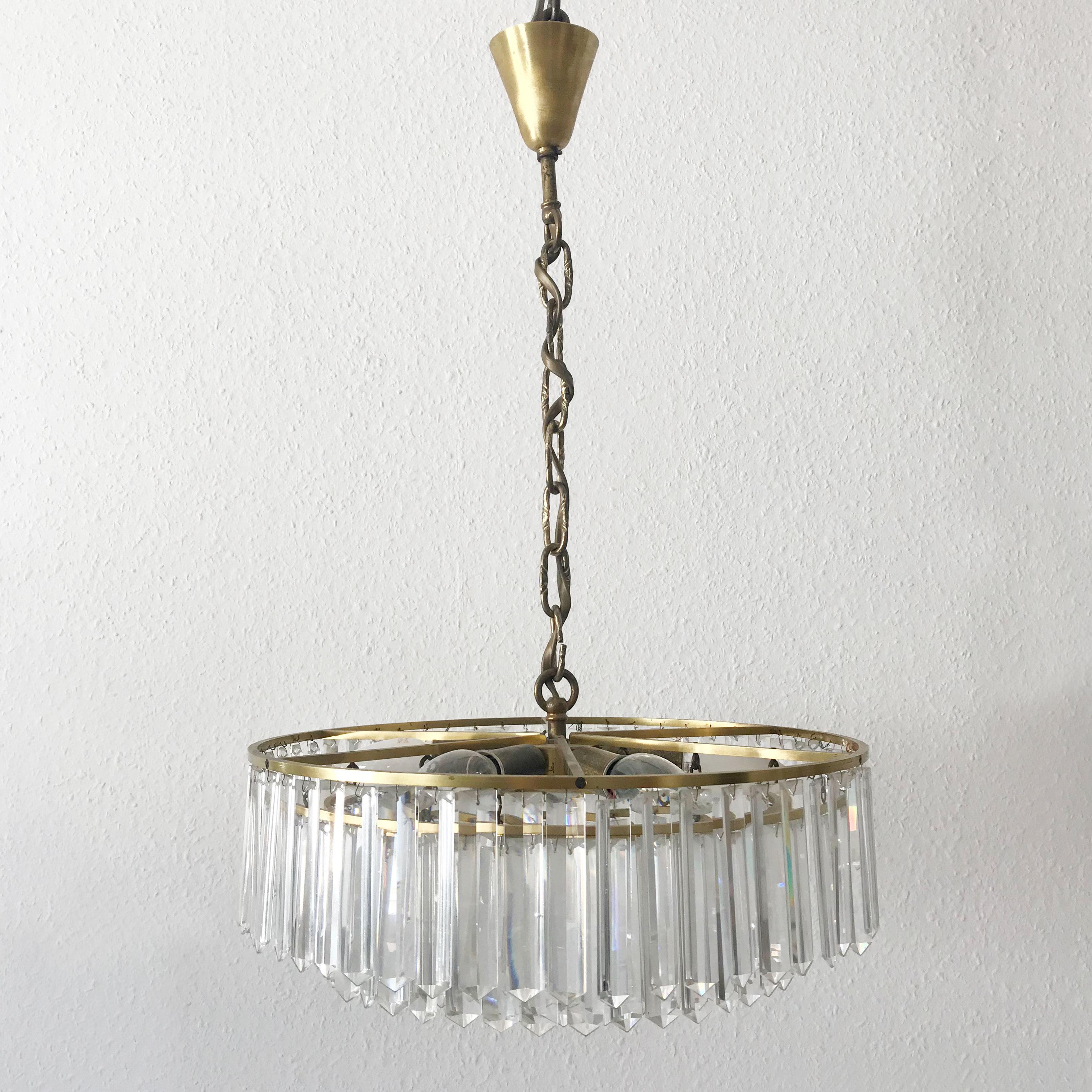 Crystal Glass Chandelier or Pendant Lamp by Bakalowits & Söhne, Vienna, 1950s For Sale 2