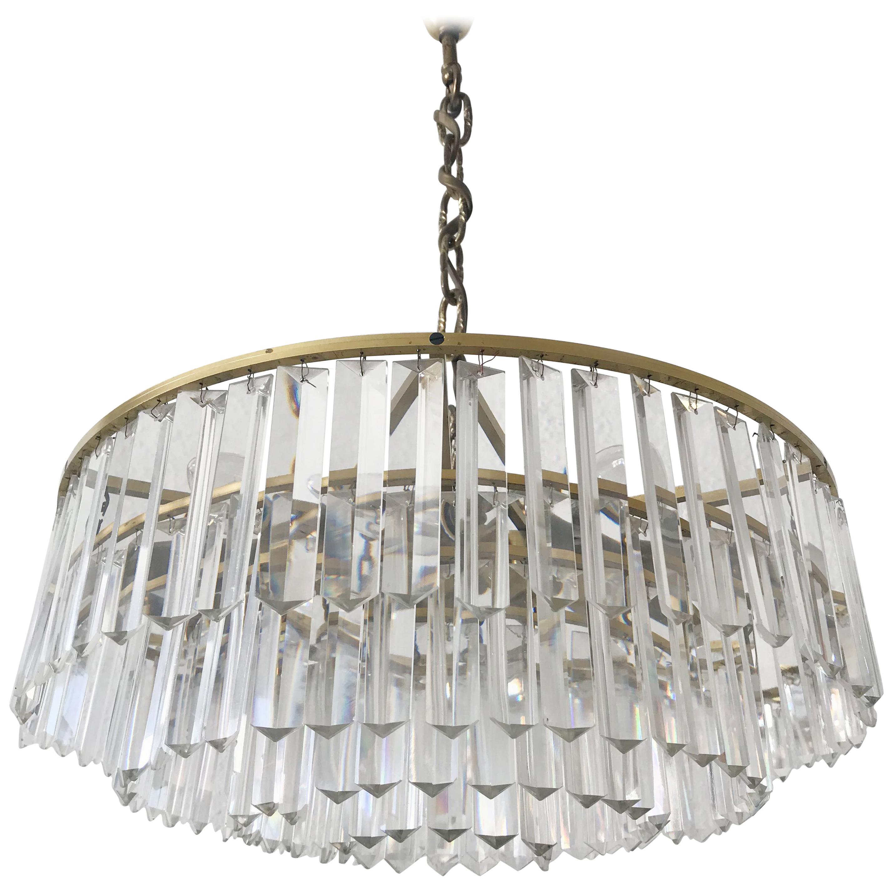 Crystal Glass Chandelier or Pendant Lamp by Bakalowits & Söhne, Vienna, 1950s For Sale