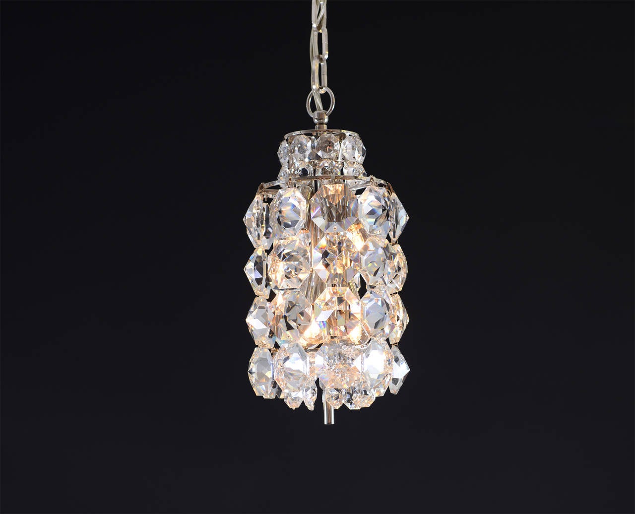 Mid-Century Modern Crystal Glass Chandelier Re-Edit by Woka Lamps, Vienna For Sale