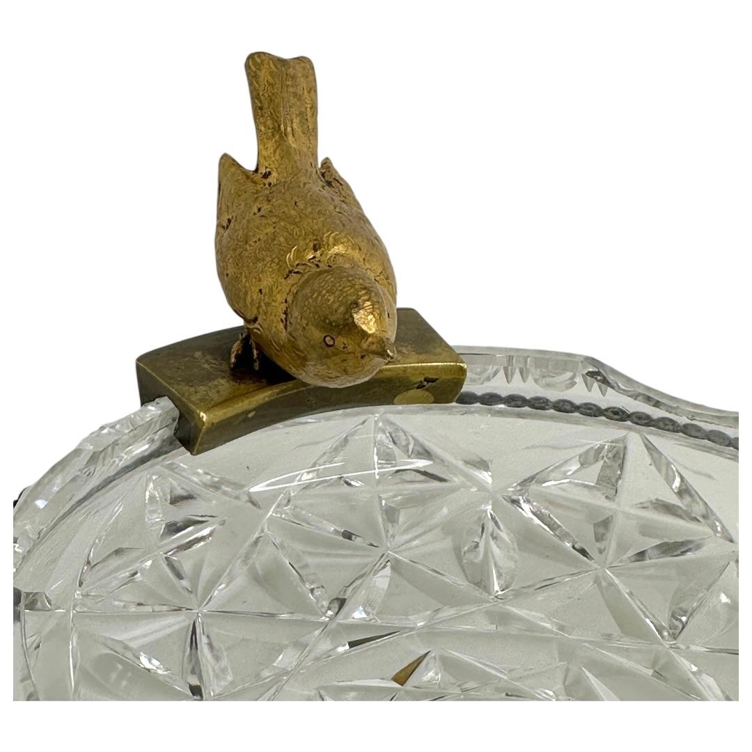 Cenicero de cristal para puros con figura de pájaro de bronce, Vintage, Austria, años 50 en venta 2