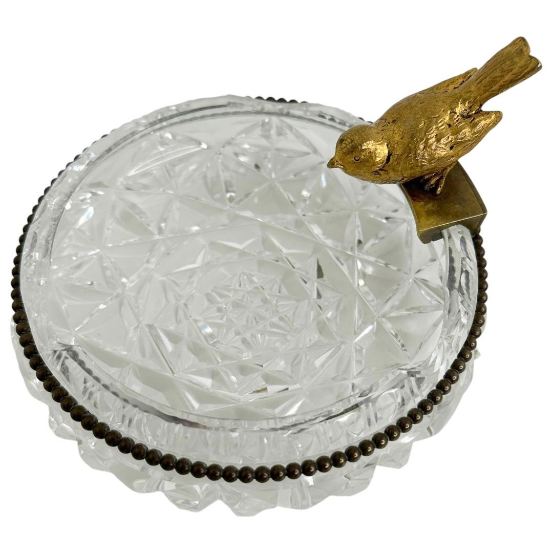 Cenicero de cristal para puros con figura de pájaro de bronce, Vintage, Austria, años 50 en Bueno estado para la venta en Nuernberg, DE