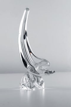 Crystal Glass Dolphin Sculpture by Daum France, 1960s