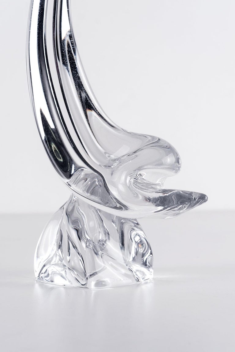 French Crystal Glass Dolphin Sculpture by Daum France, 1960s For Sale