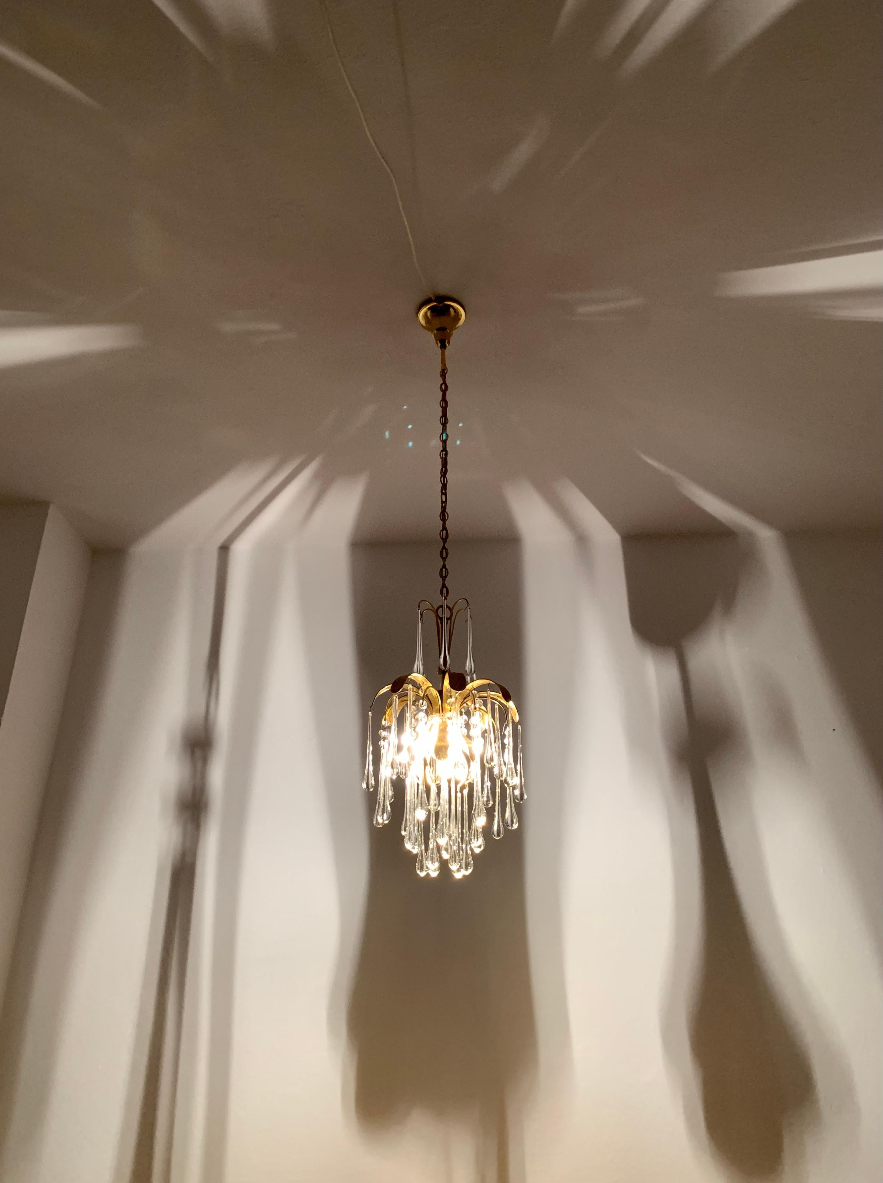 Lampadario a goccia in vetro di Palwa in vendita 3