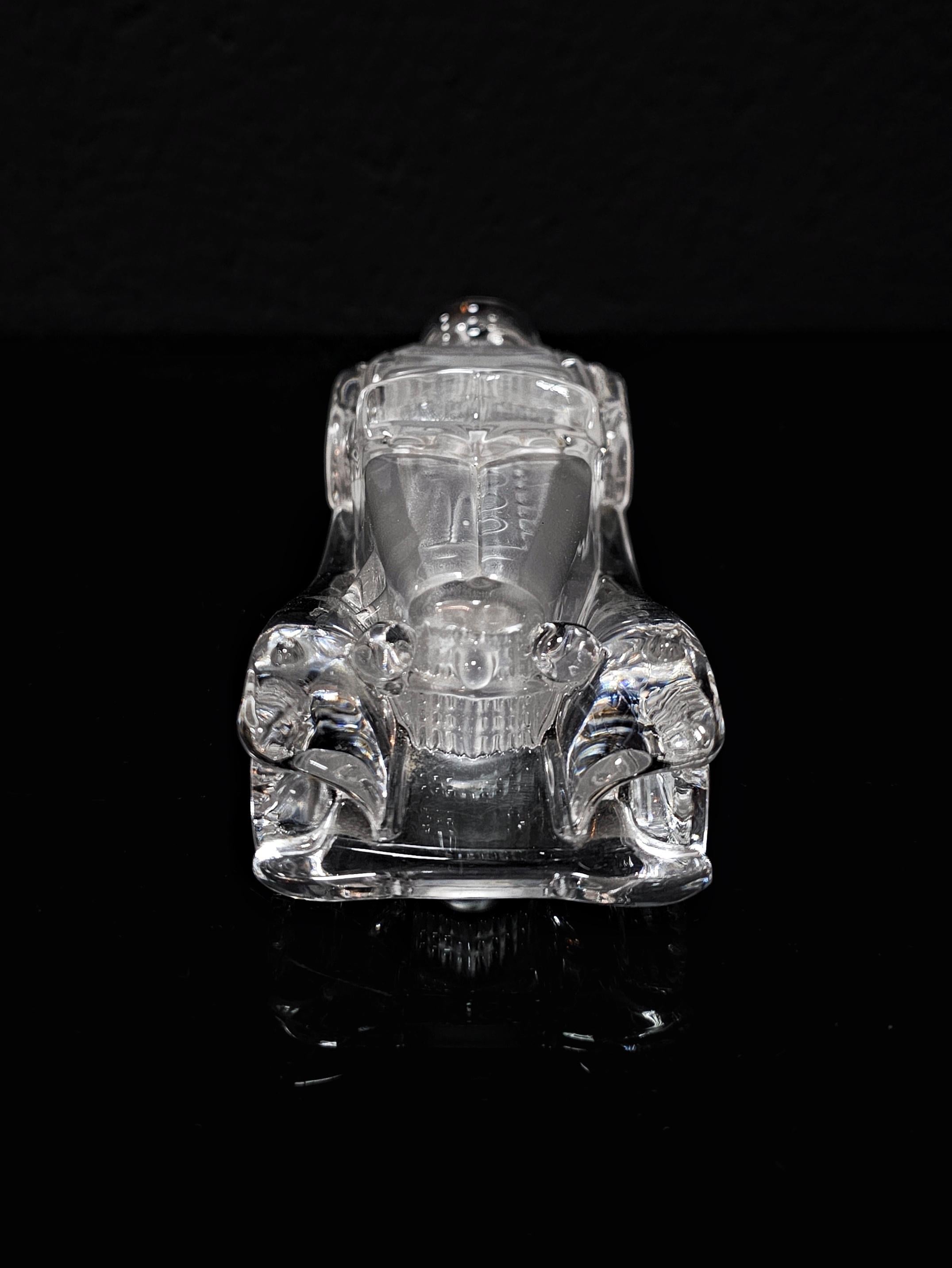 Mid-Century Modern Crystal Glass Figurine of Bugatti 55 Roadster by Daum Glass, France 1980s