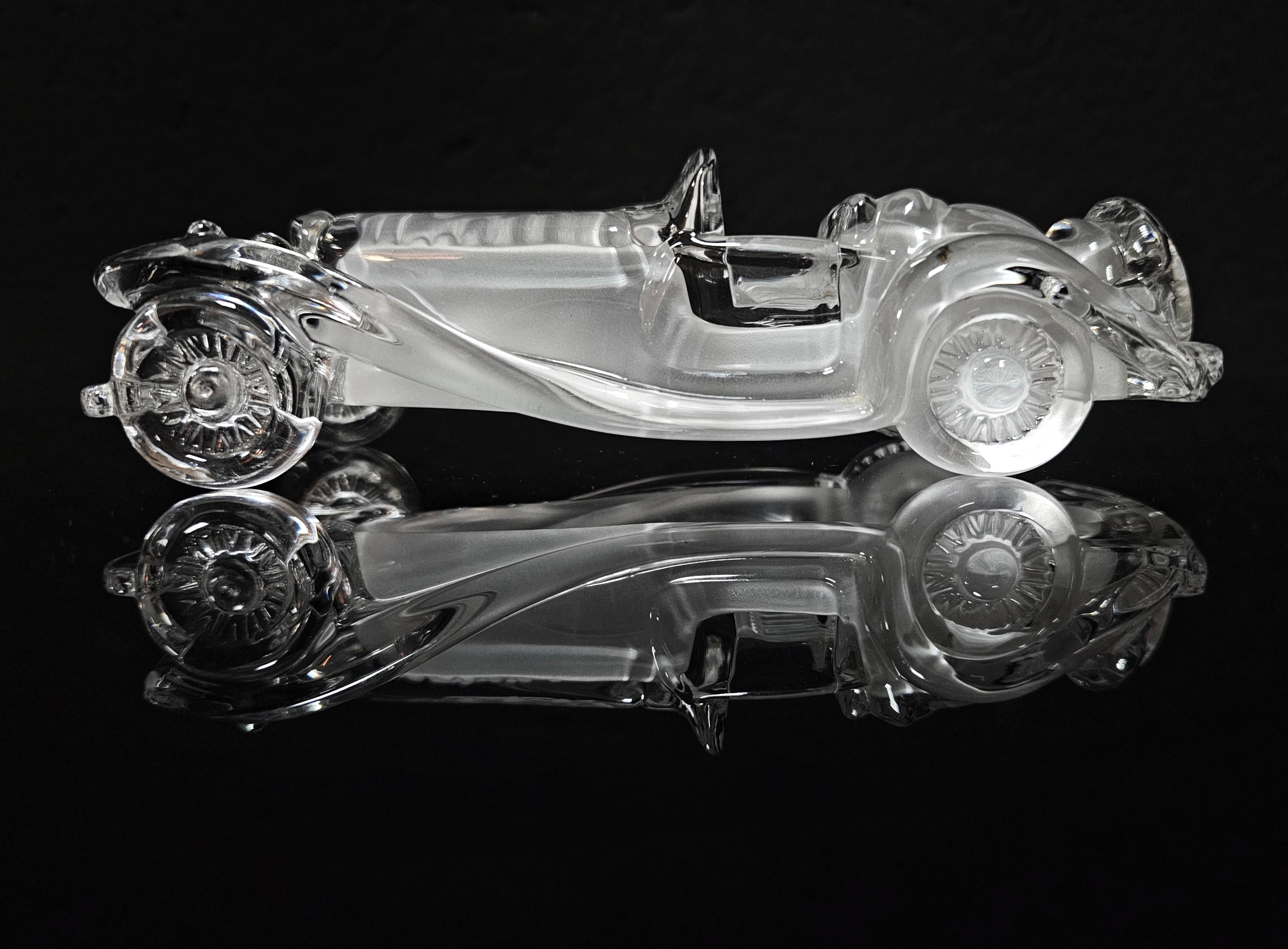 Crystal Glass Figurine of Bugatti 55 Roadster by Daum Glass, France 1980s 2