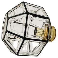 Crystal glass flush light by Glashütte Limburg