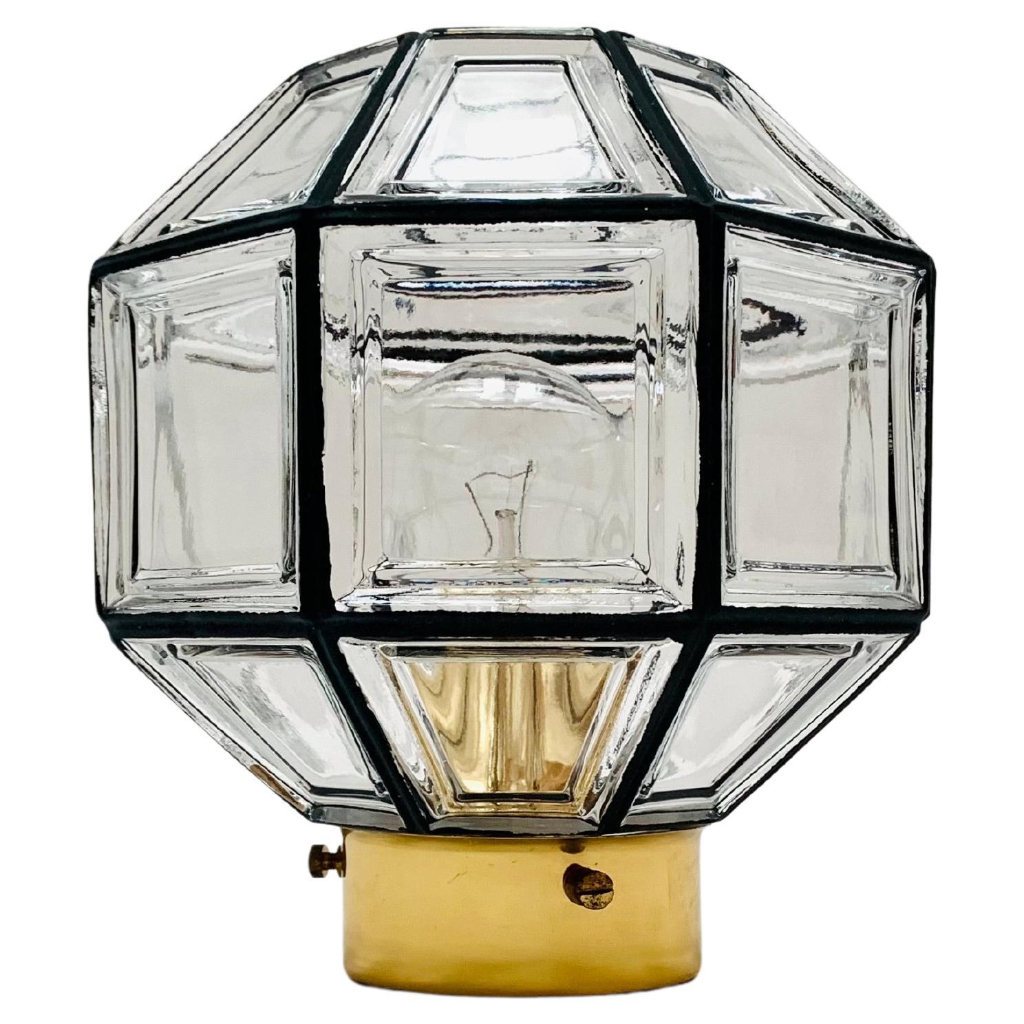 Crystal Glass Flush Light by Glashütte Limburg For Sale