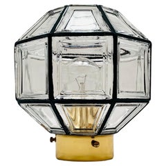 Vintage Crystal Glass Flush Light by Glashütte Limburg