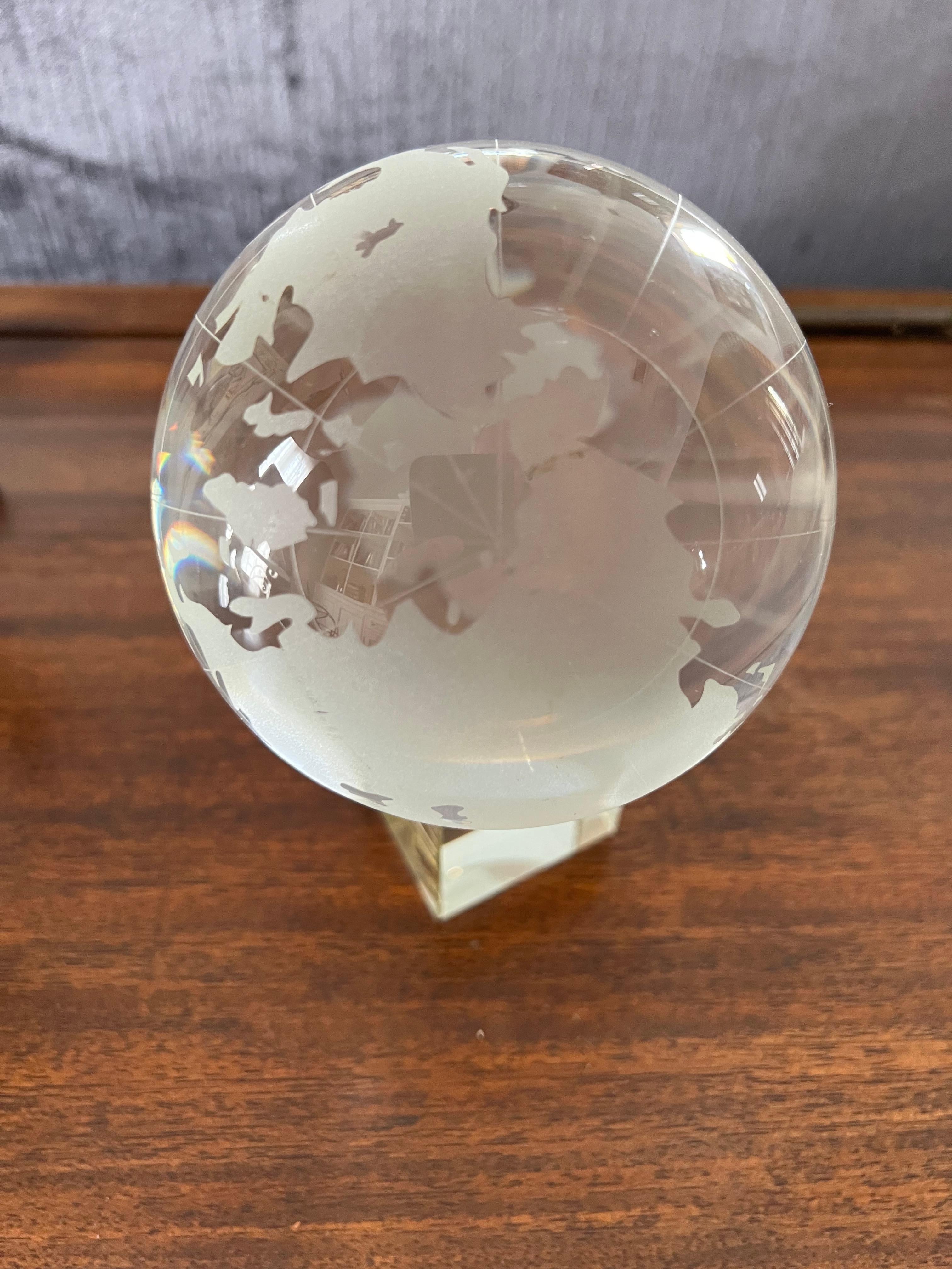 Etched Crystal Glass Gazing Globe  For Sale